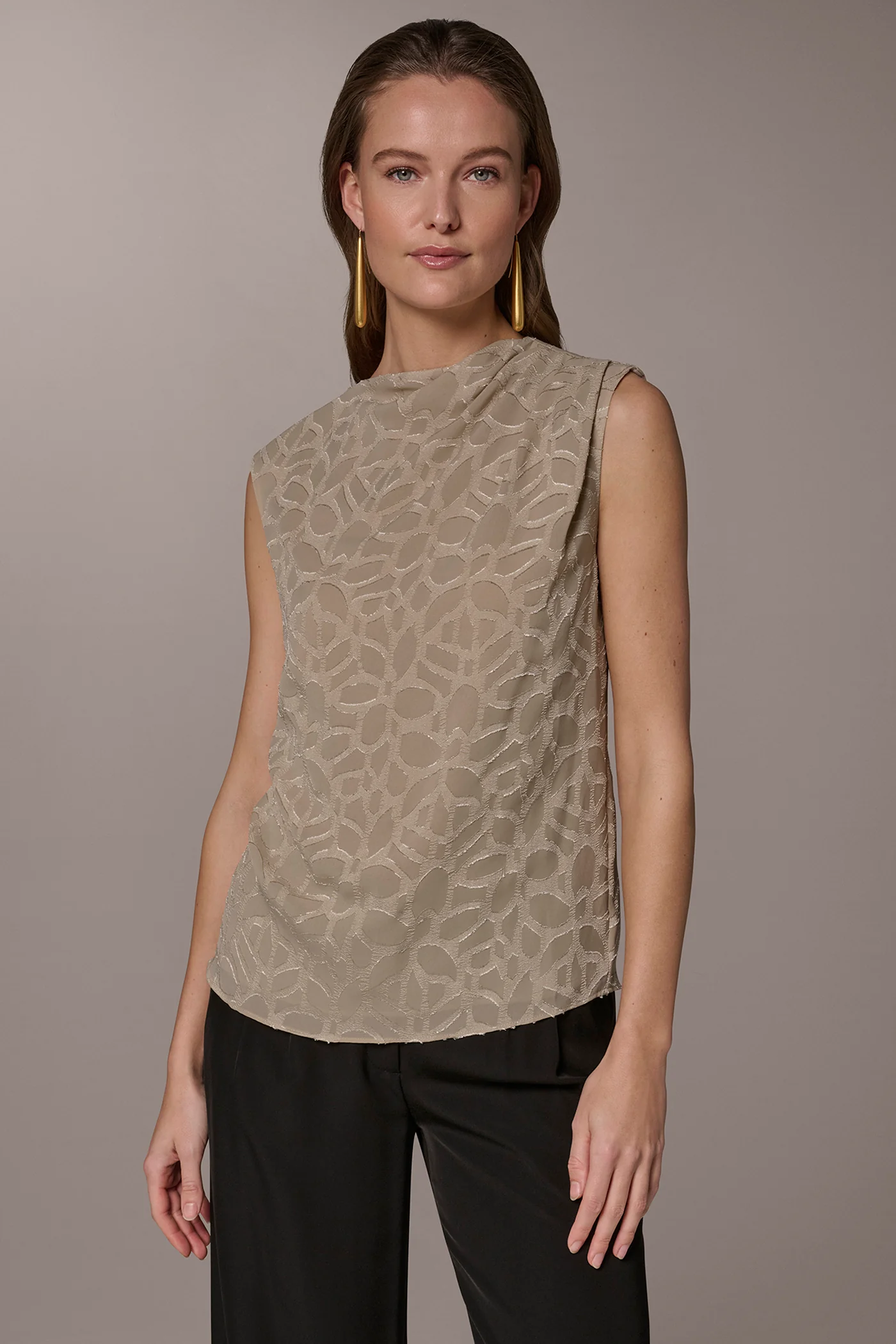 JACQUARD HIGH MOCK NECK BLOUSE - VXVOV