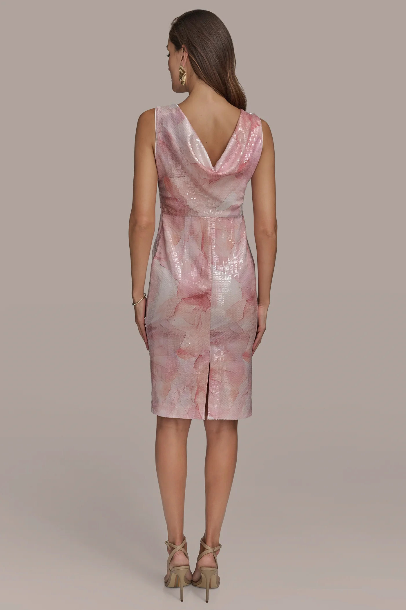 FLORAL SEQUIN SLEEVELESS SHEATH DRESS - VXVOV