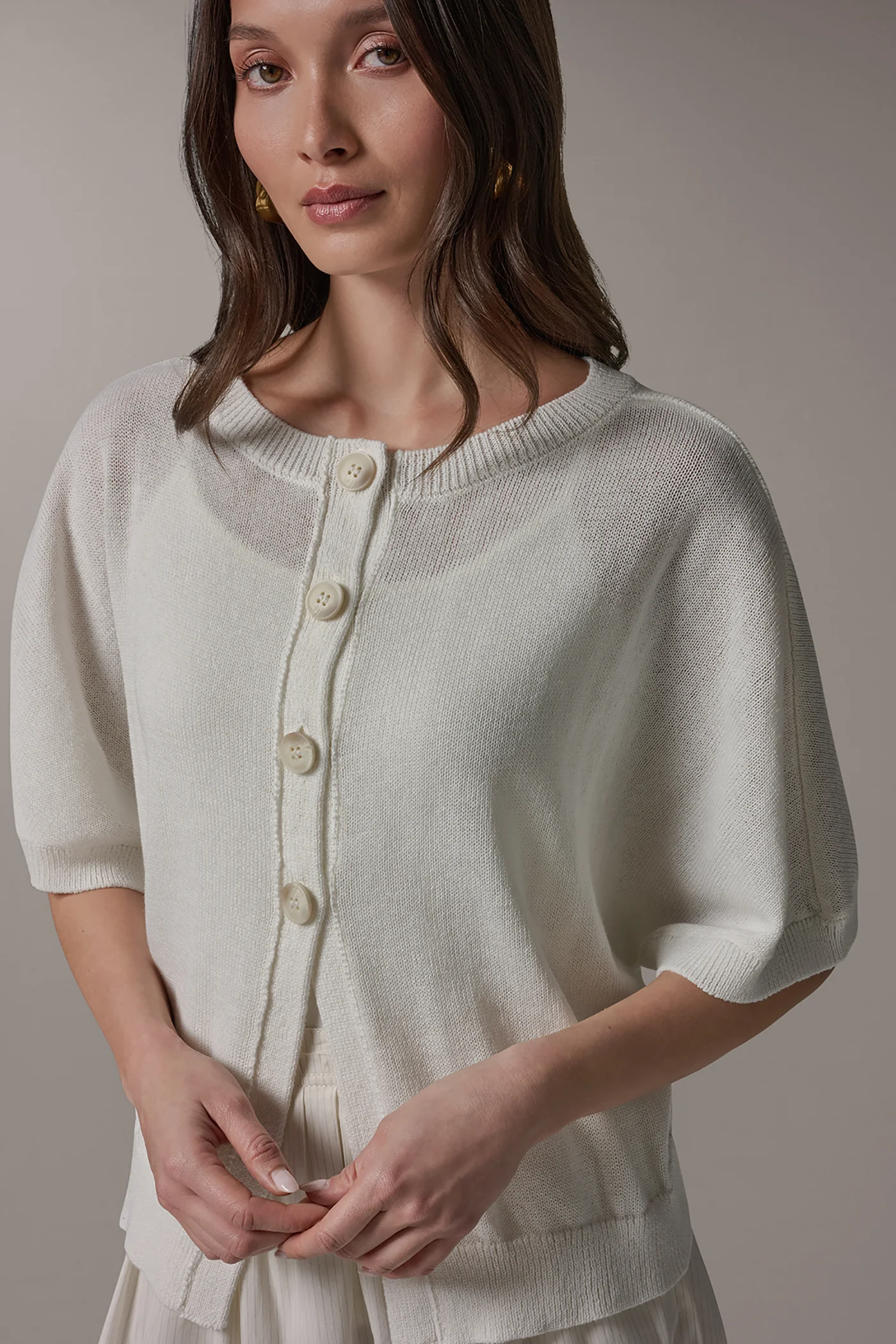 CREW NECK SHORT SLEEVE CARDIGAN - VXVOV