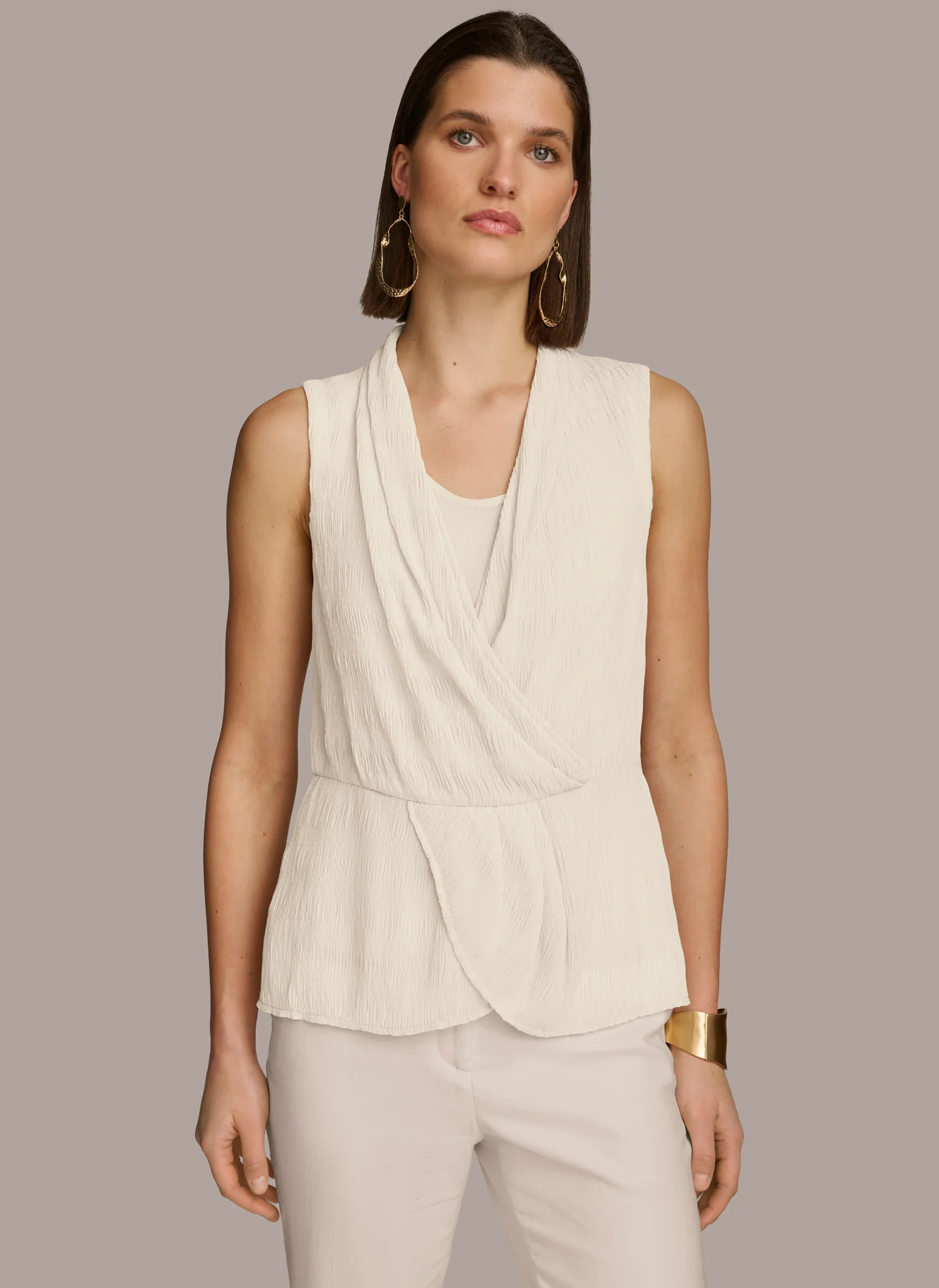 FAUX WRAP PEPLUM TOP - VXVOV