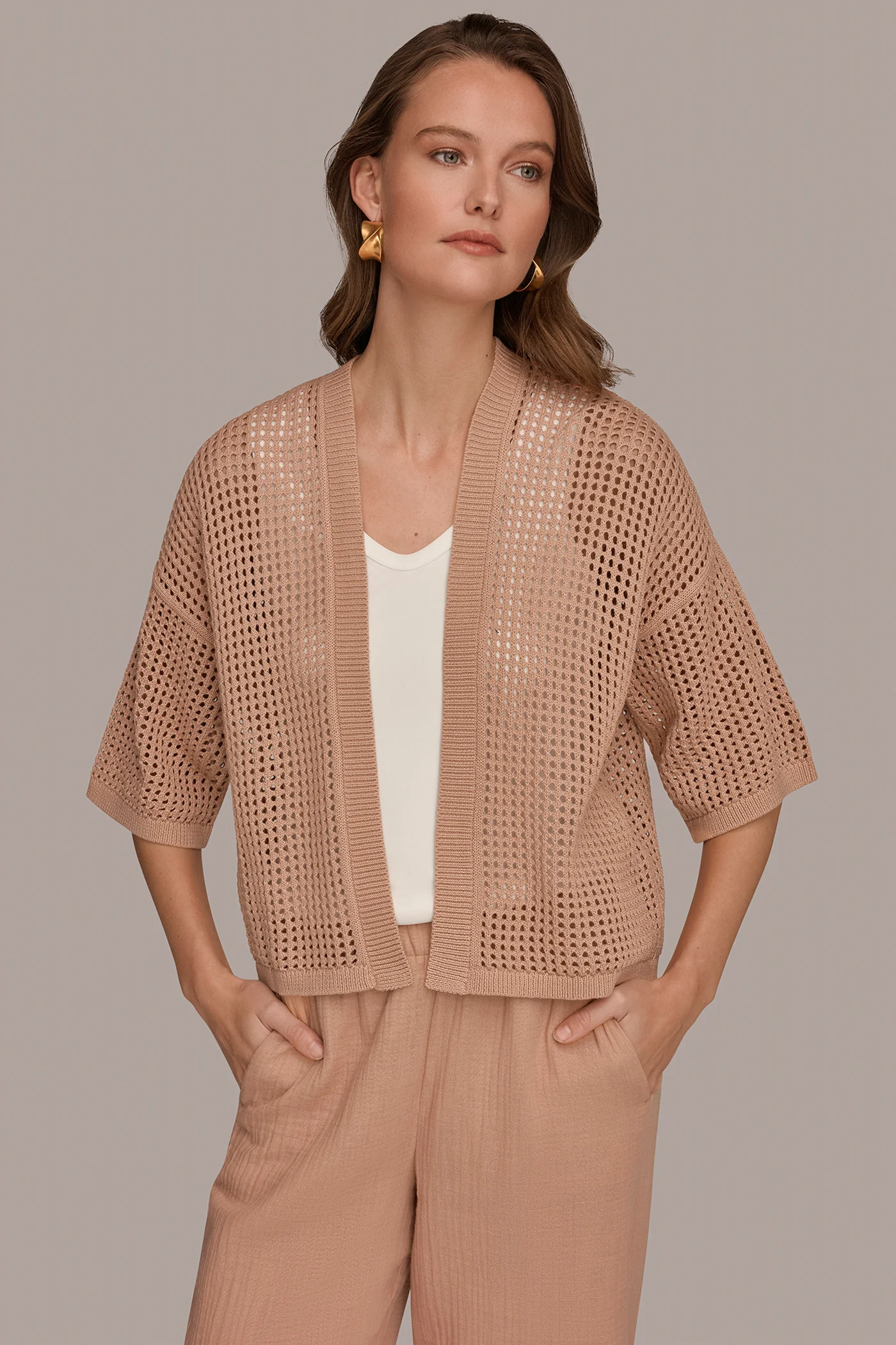 COTTON OPEN STITCH CARDIGAN - VXVOV