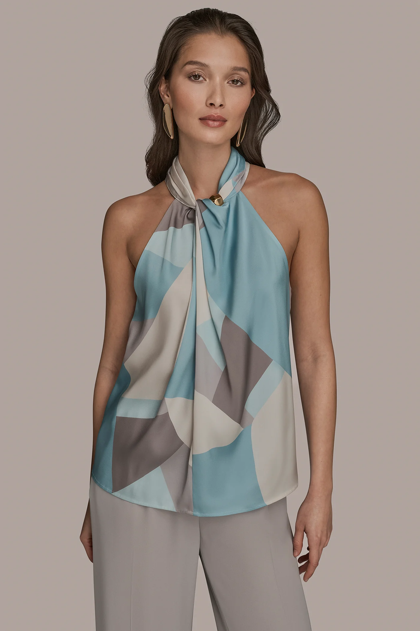 TWIST-NECK HALTER BLOUSE - VXVOV