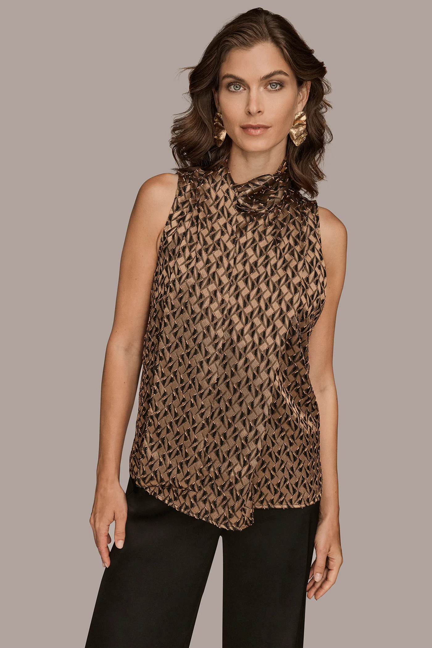 SLEEVELESS GEOMETRIC JACQUARD TOP - VXVOV