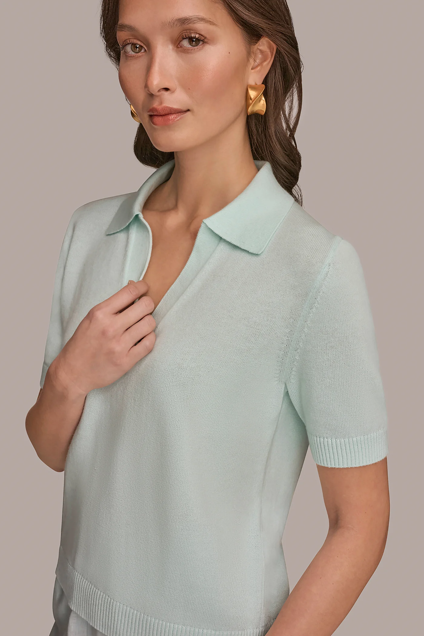 COTTON AND CASHMERE POLO SWEATER - VXVOV