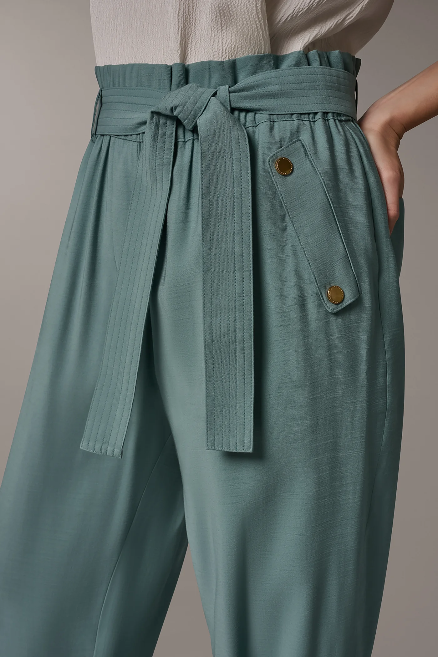 EXTRA HIGH-RISE PAPERBAG STRAIGHT ANKLE PANT - VXVOV