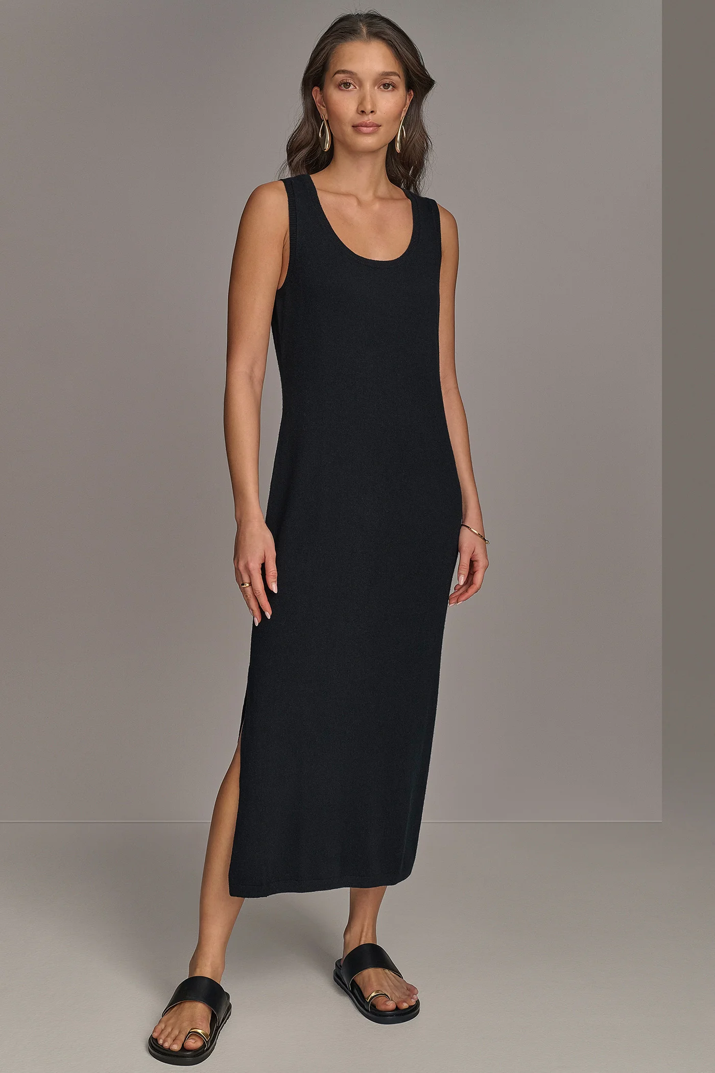 CASHMERE SLEEVELESS MIDI TANK DRESS - VXVOV