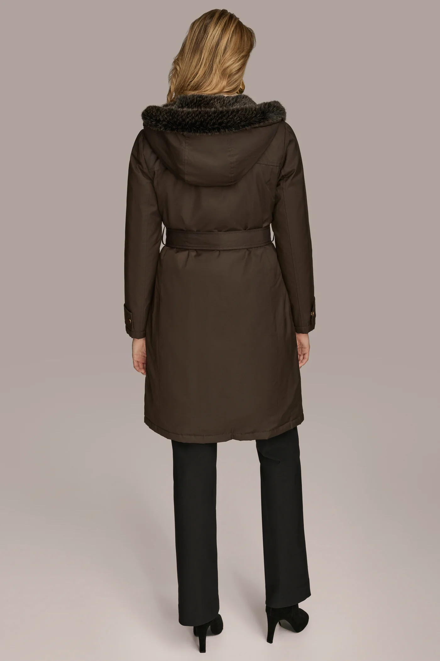 FAUX FUR TRIM LINED RAIN COAT - VXVOV