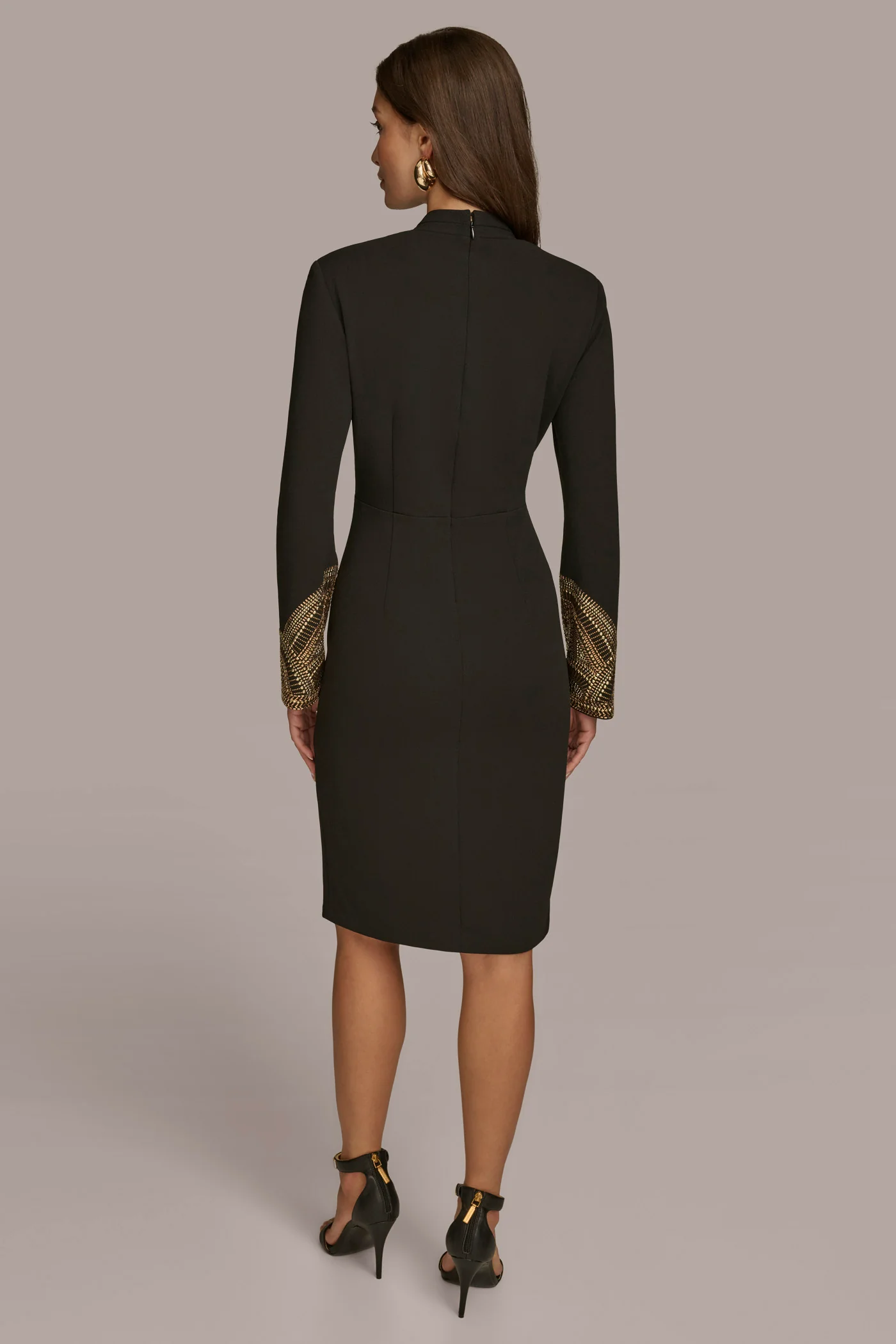LONG SLEEVE V-NECK SHEATH DRESS - VXVOV