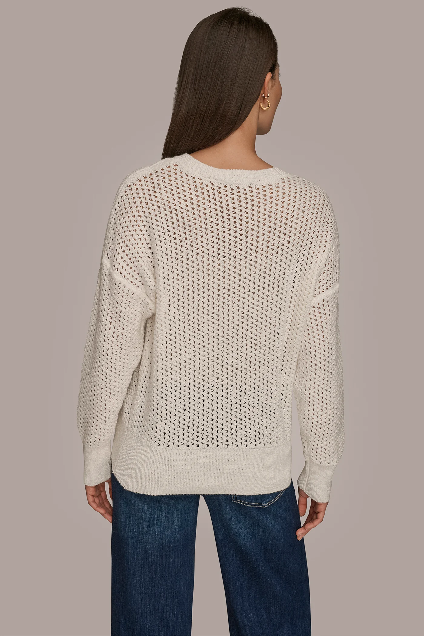 LONG SLEEVE OPEN STITCH SWEATER - VXVOV