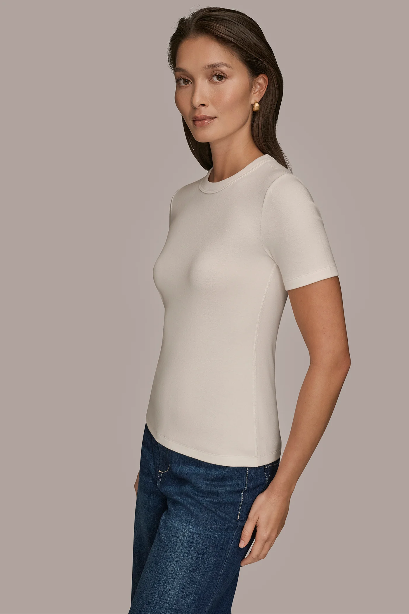 STRETCH COTTON AND MODAL TEE - VXVOV