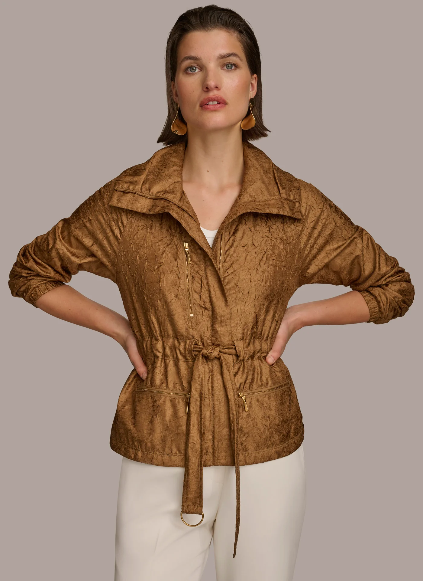 TEXTURE BELTED WRAP JACKET - VXVOV