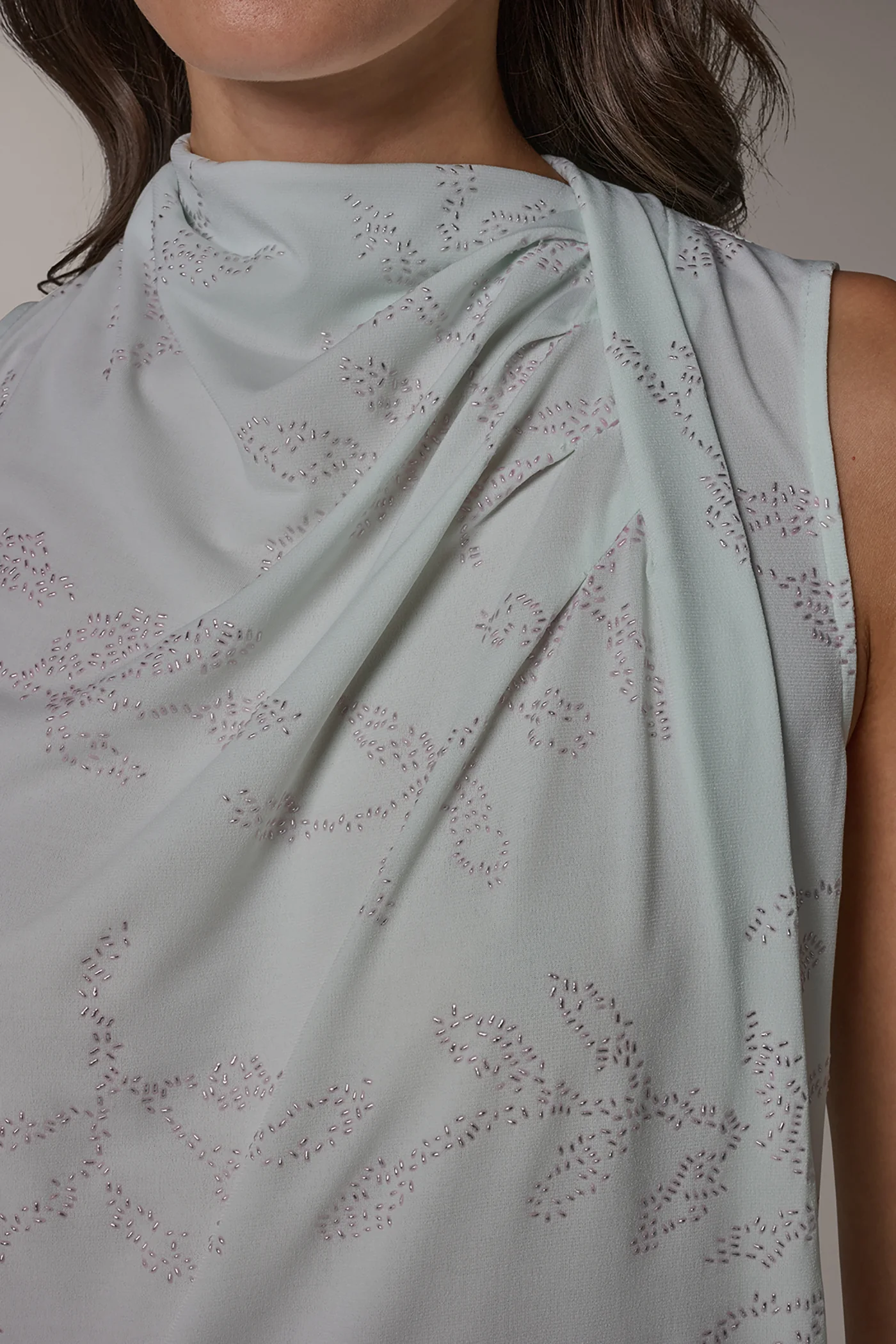 DRAPE TWIST SHOULDER BLOUSE - VXVOV