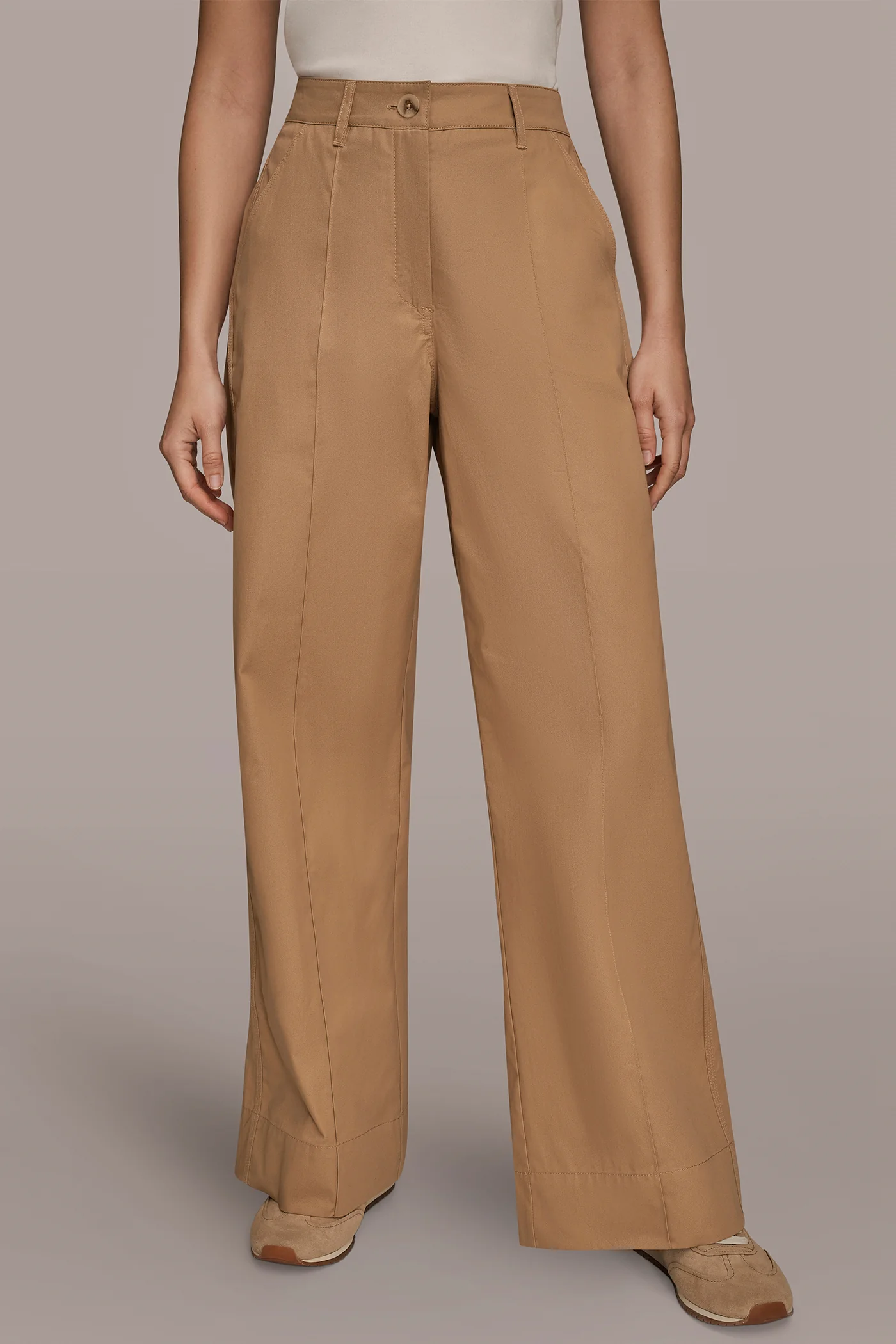 COTTON HIGH-RISE PINTUCKED WIDE-LEG TROUSER - VXVOV