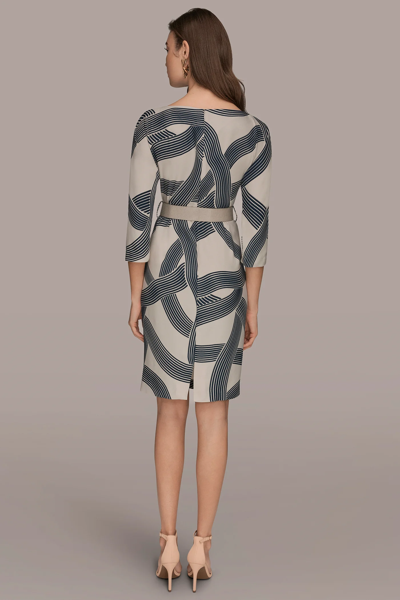 PRINTED 3/4 SLEEVE SHEATH DRESS - VXVOV