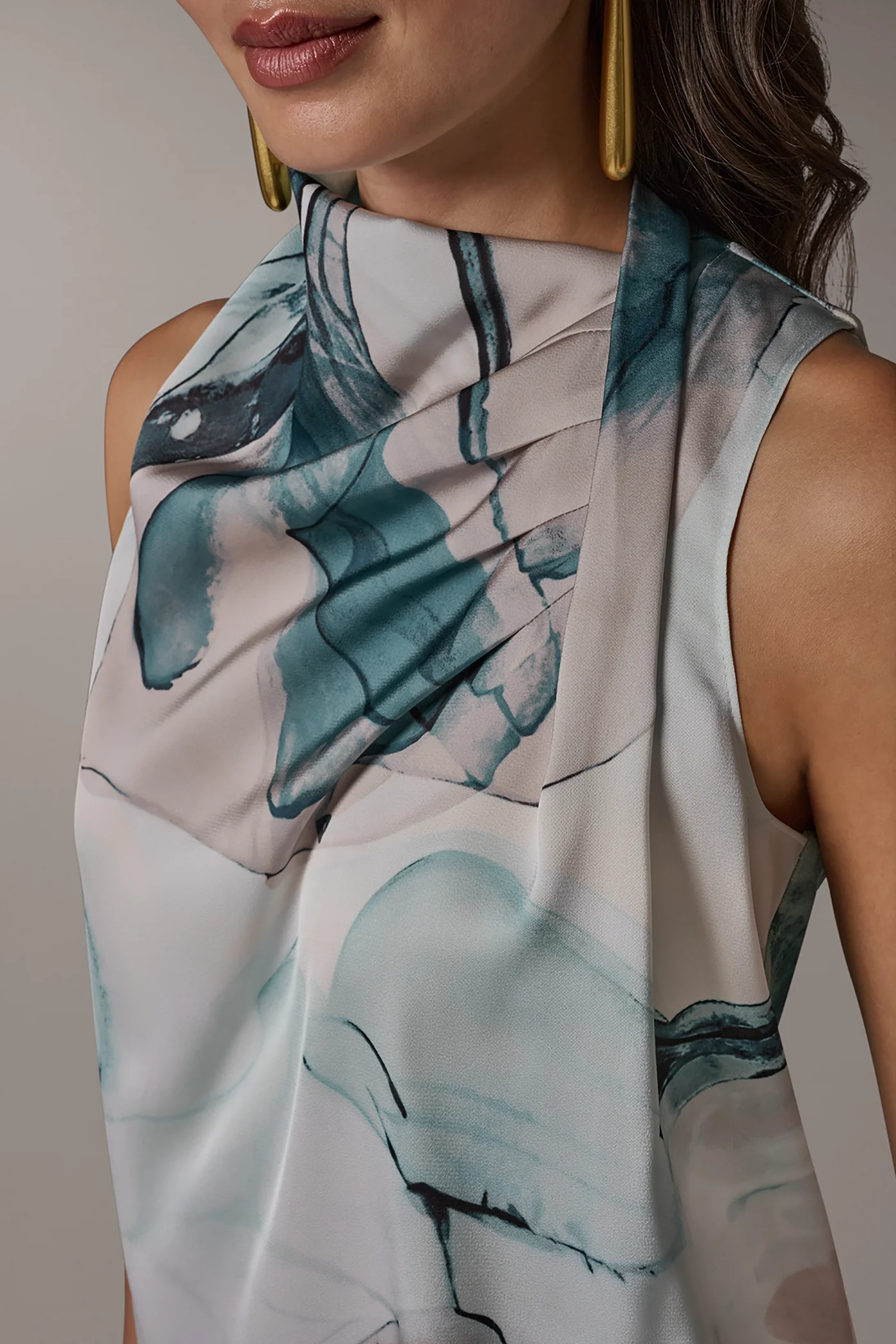 STRIPED DRAPE TWIST SHOULDER BLOUSE - VXVOV