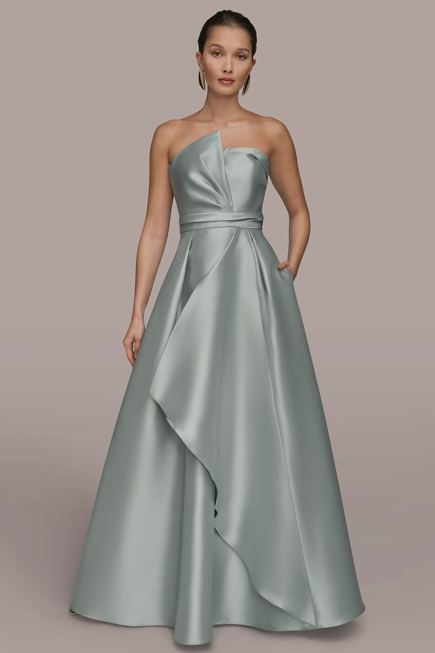 MIKADO SATIN STRAPLESS GOWN - VXVOV