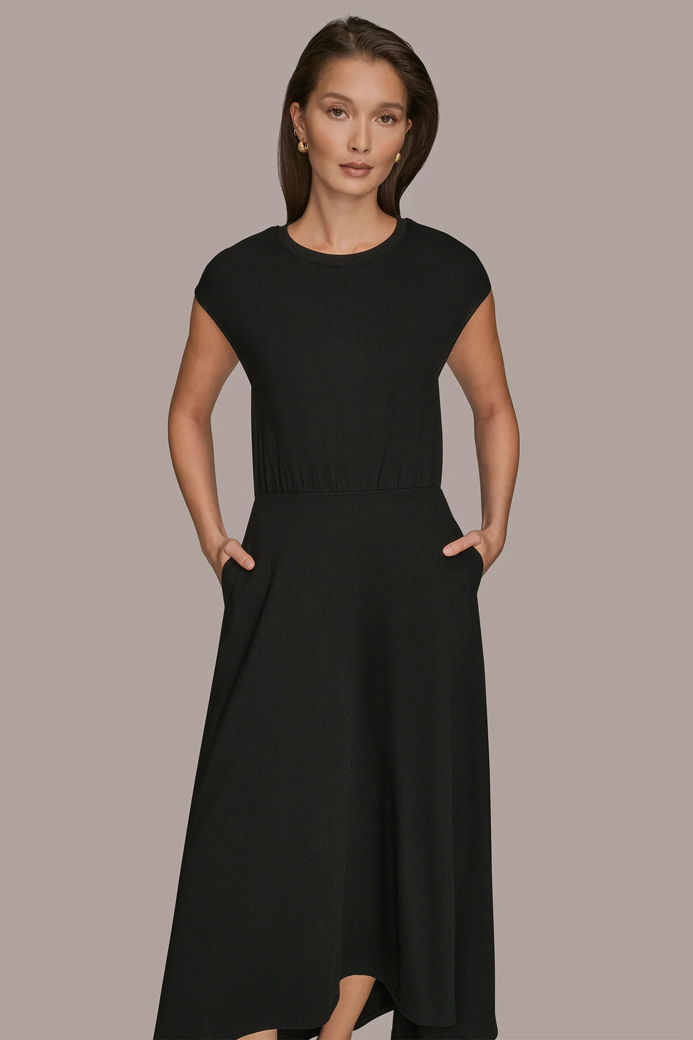 CAP SLEEVE MIDI A-LINE DRESS - VXVOV