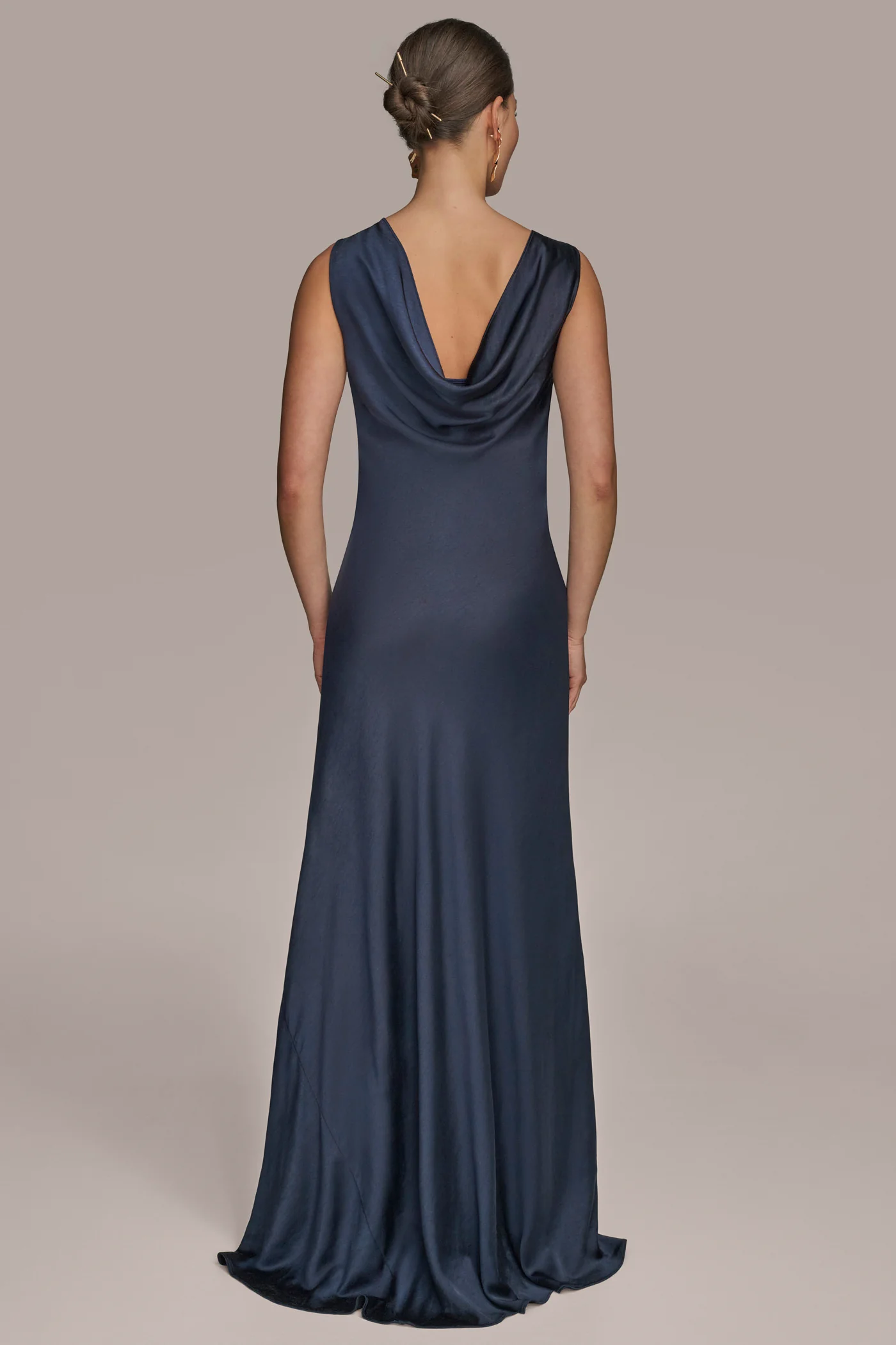 SATIN SLEEVELESS ASYMMETRIC GOWN - VXVOV