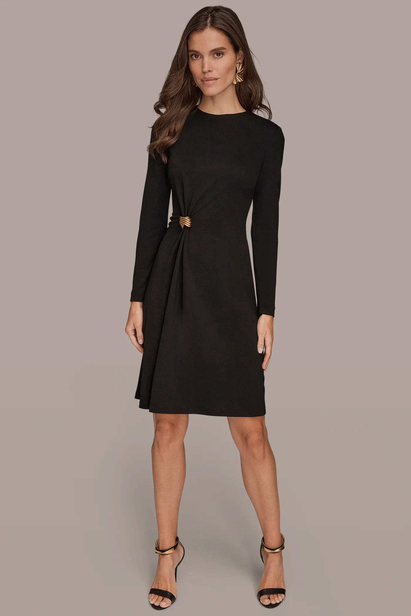 LONG SLEEVE CREW-NECK A-LINE DRESS - VXVOV