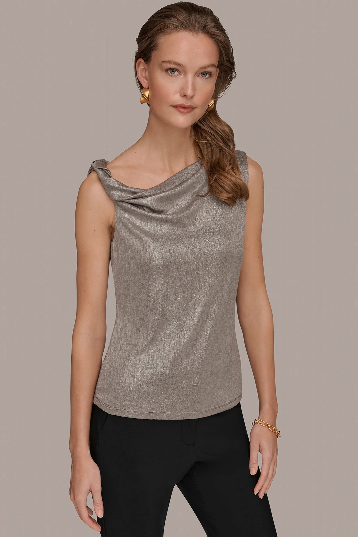 METALLIC ONE-SHOULDER TOP - VXVOV