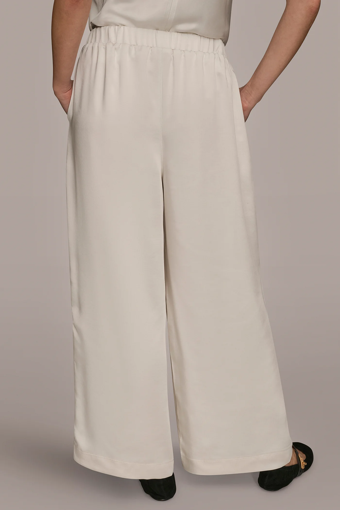 SATIN MID-RISE WIDE-LEG ANKLE PANT - VXVOV