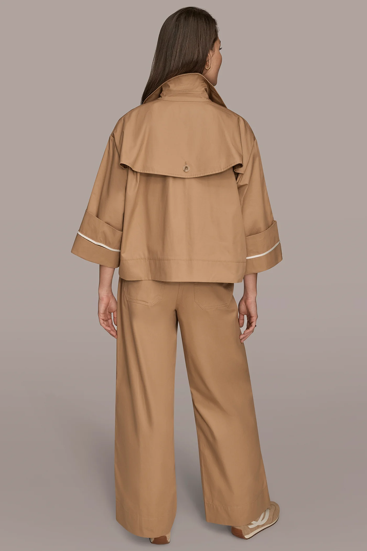3/4-SLEEVE COTTON GABARDINE SWING JACKET - VXVOV