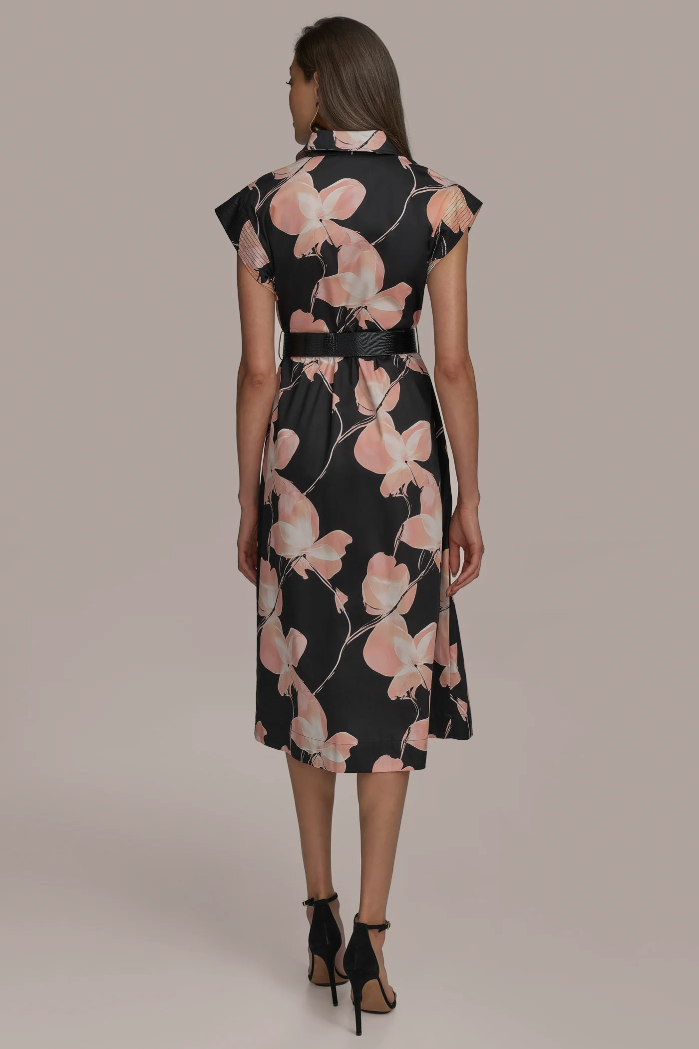 SATEEN CAP SLEEVE PRINTED SHIRT DRESS - VXVOV
