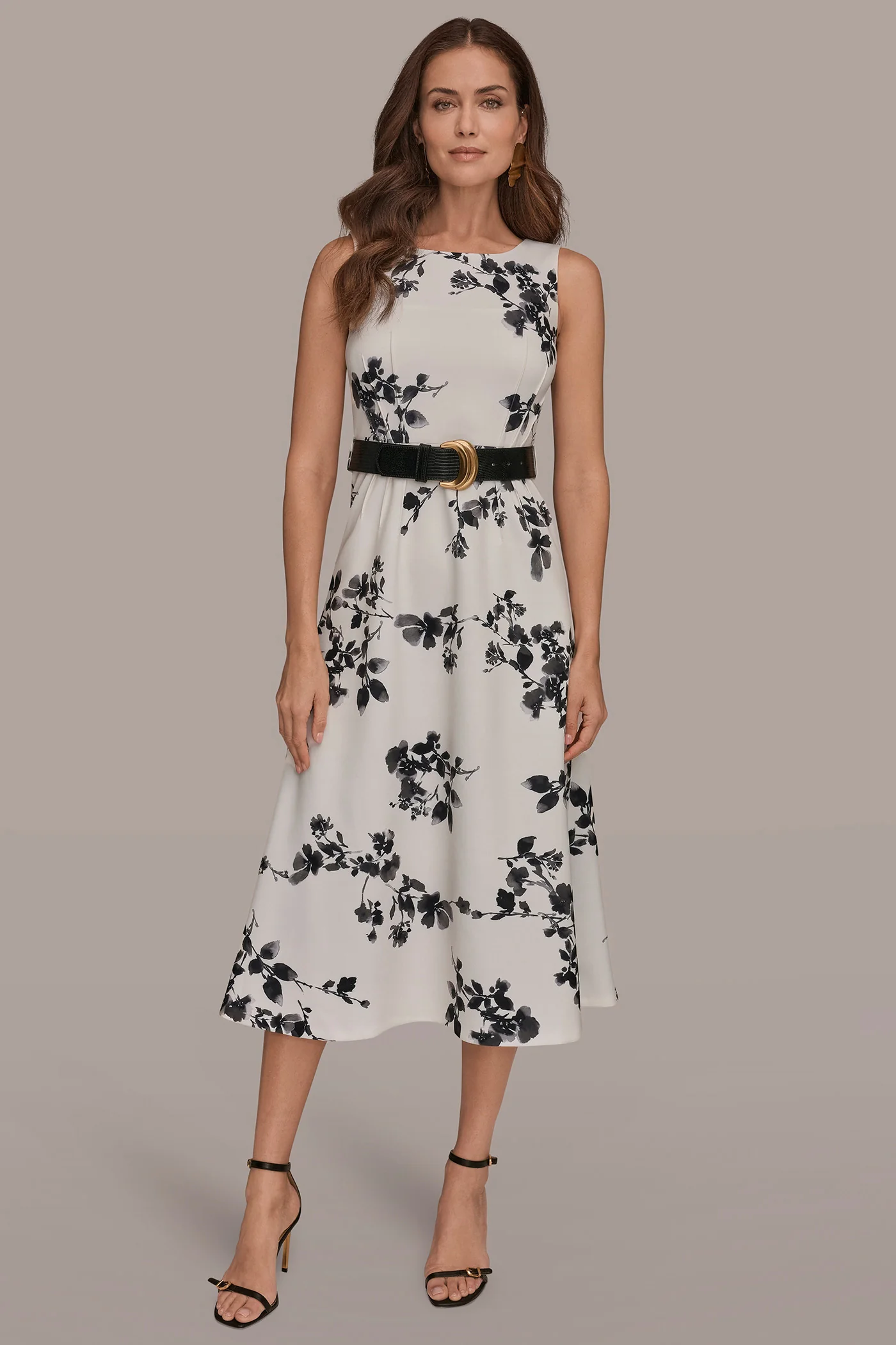 SLEEVELESS FLORAL A-LINE DRESS - VXVOV