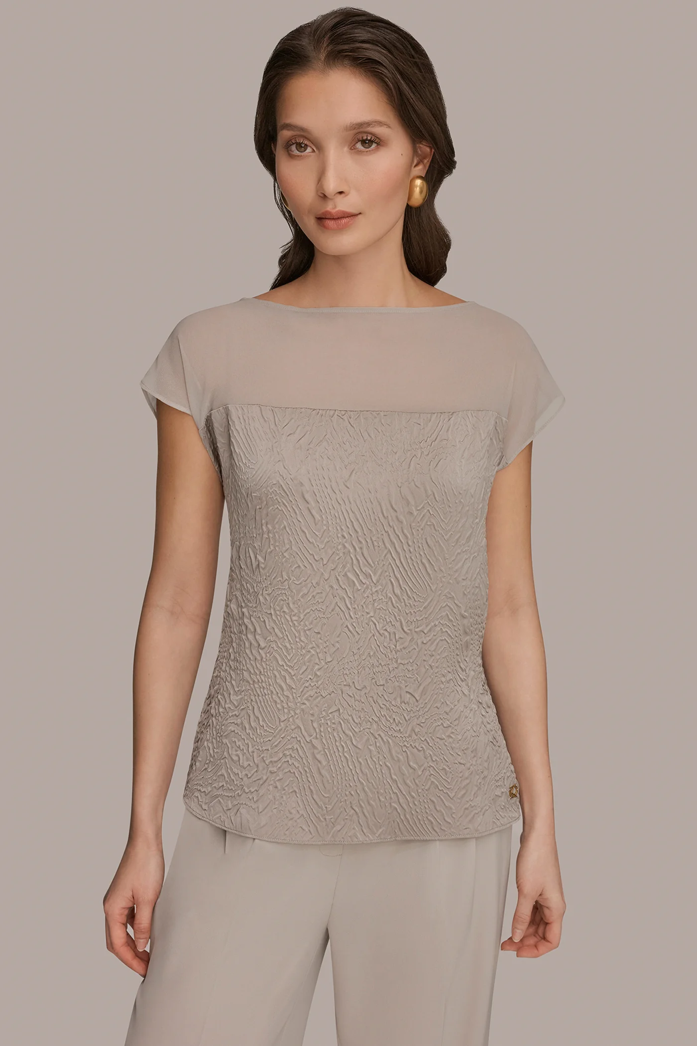 MESH AND JACQUARD BLOUSE - VXVOV