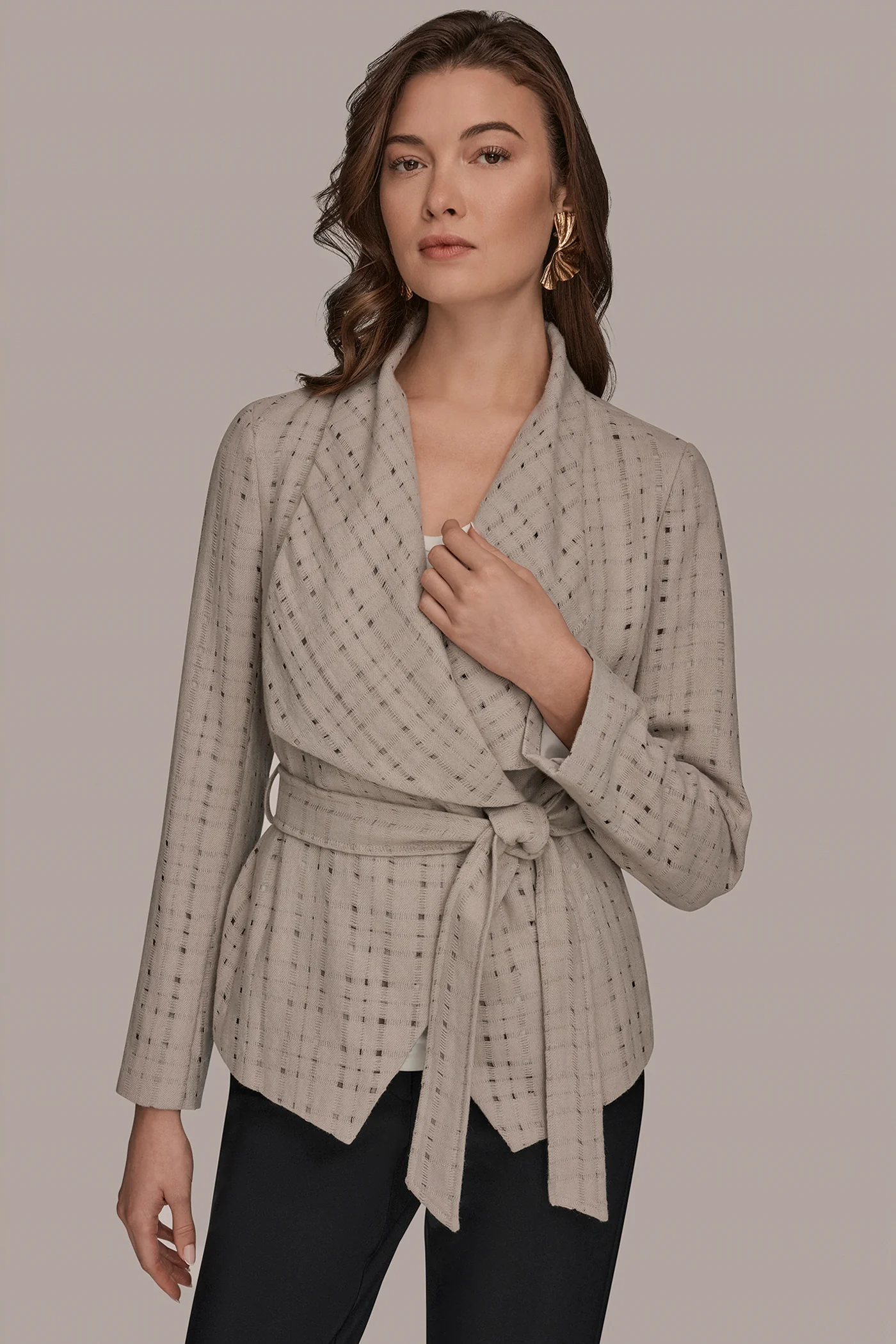 PERFORATED WRAP JACKET WITH BELT - VXVOV