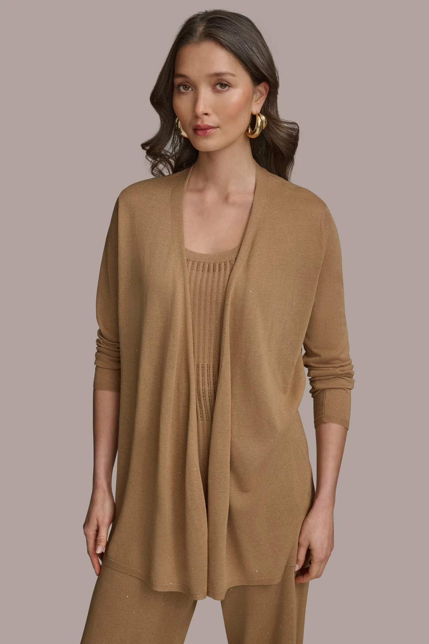 LONG SLEEVE RIB OPEN CARDIGAN - VXVOV