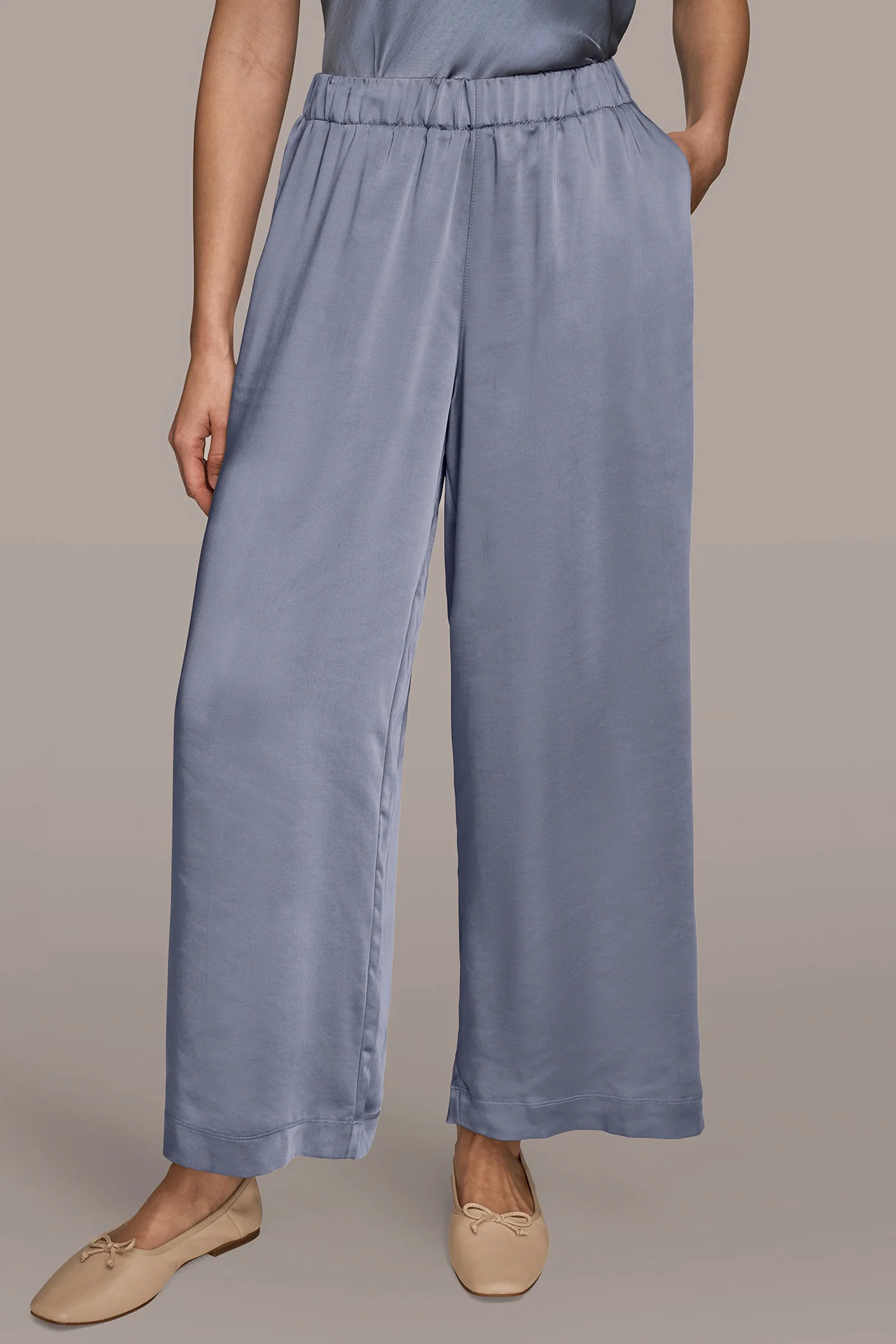 SATIN MID-RISE WIDE-LEG ANKLE PANT - VXVOV