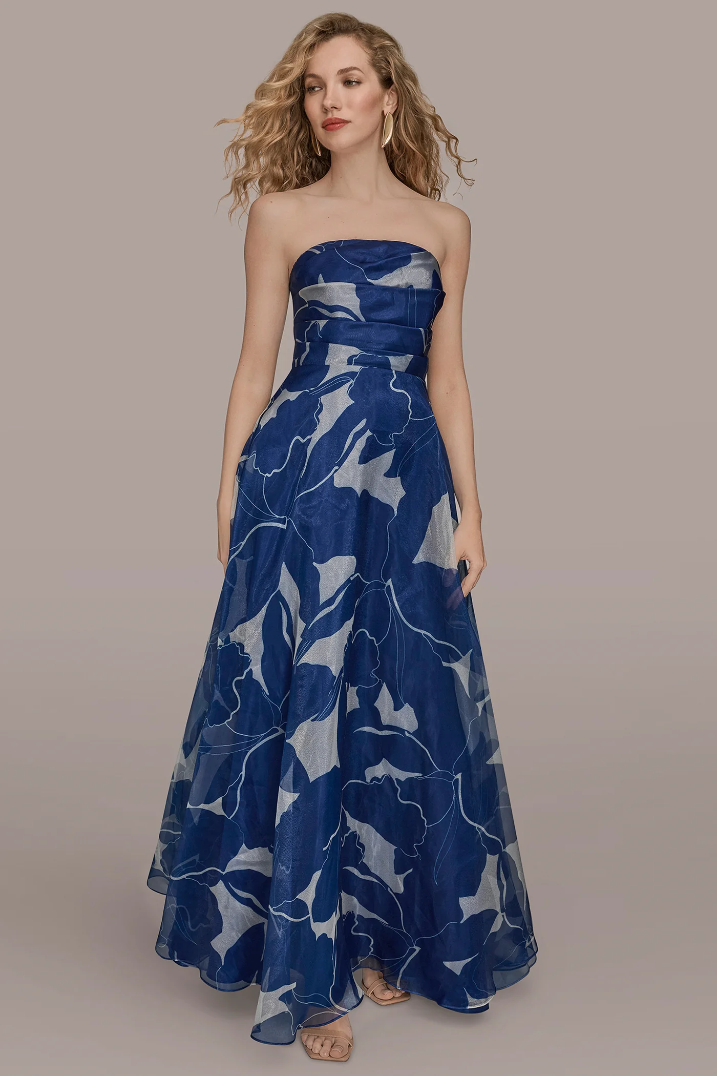ORGANZA FLORAL STRAPLESS BALL GOWN - VXVOV