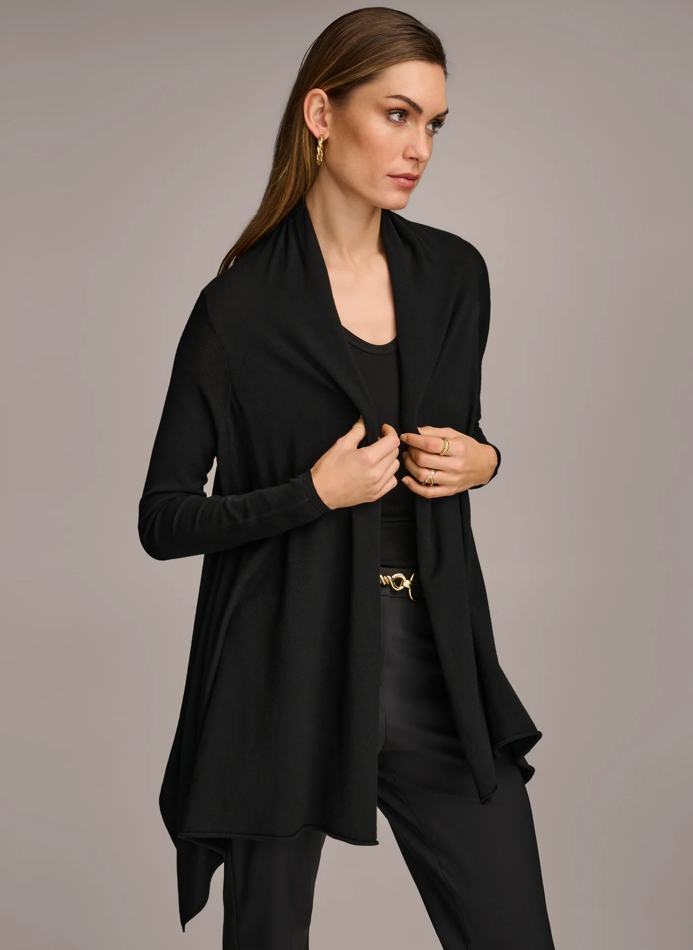 LONG SLEEVE DRAPE CARDIGAN - VXVOV