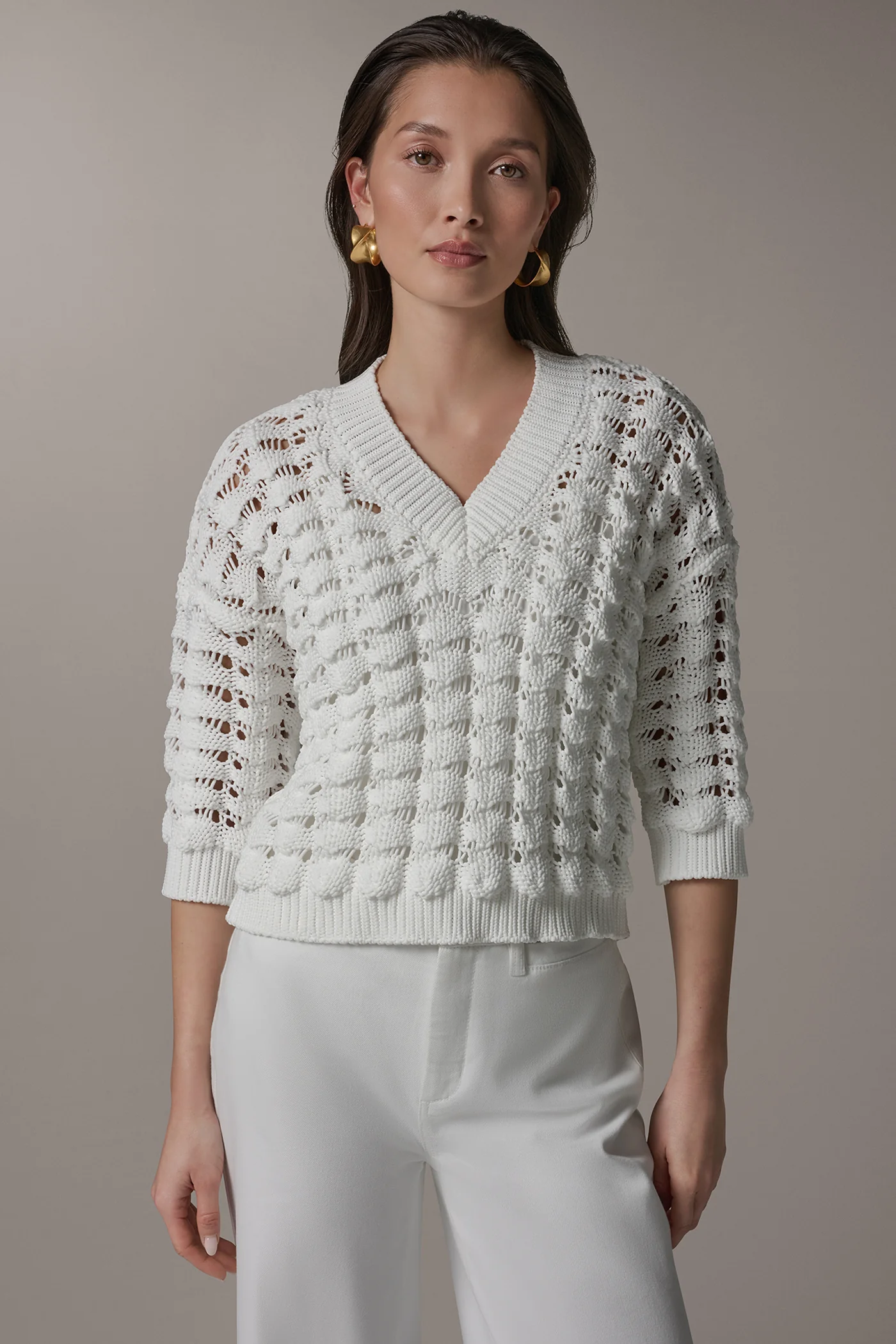 V-NECK 3/4 SLEEVE SWEATER - VXVOV