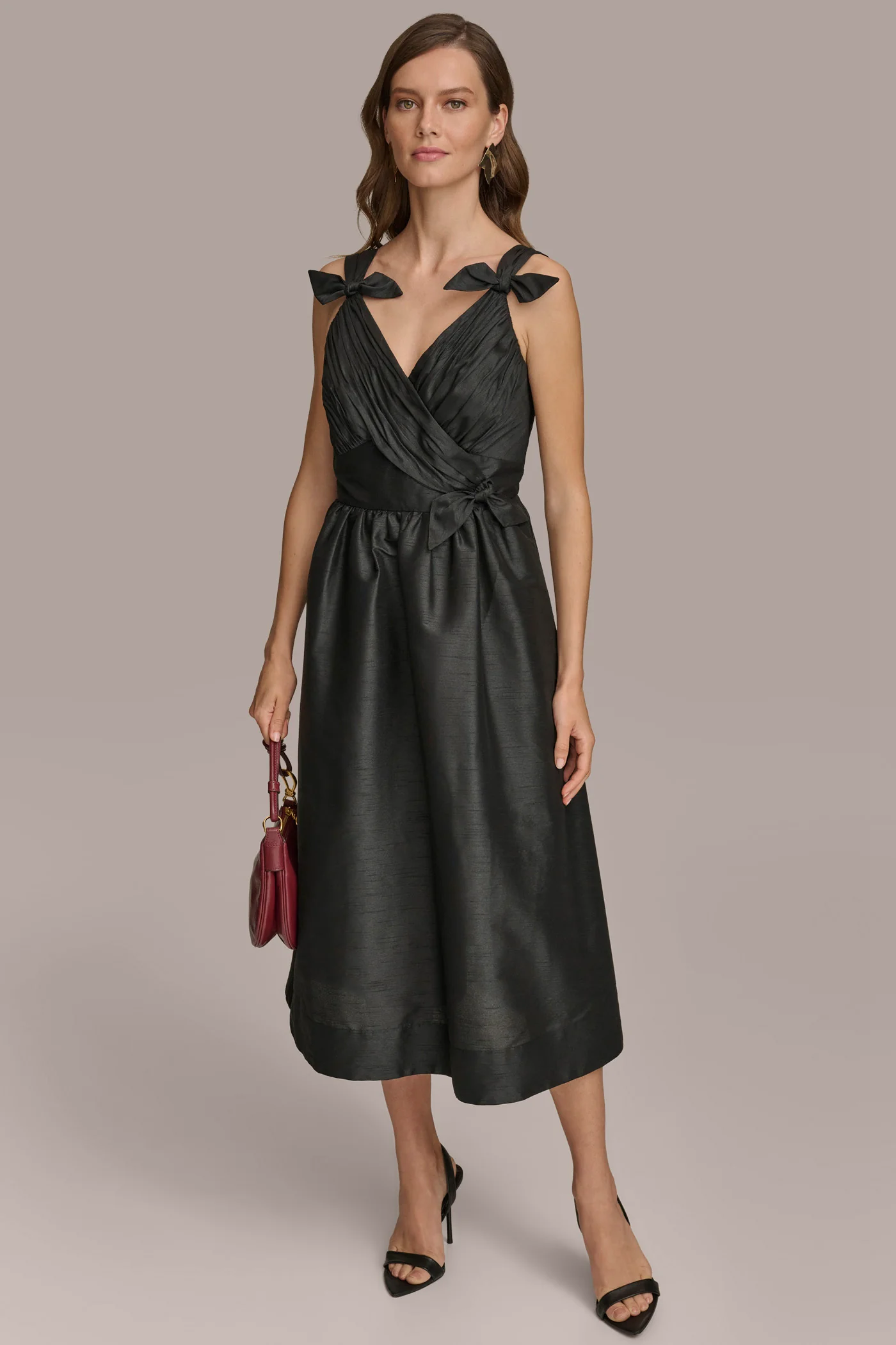 SLEEVELESS WRAP BOW MIDI DRESS - VXVOV