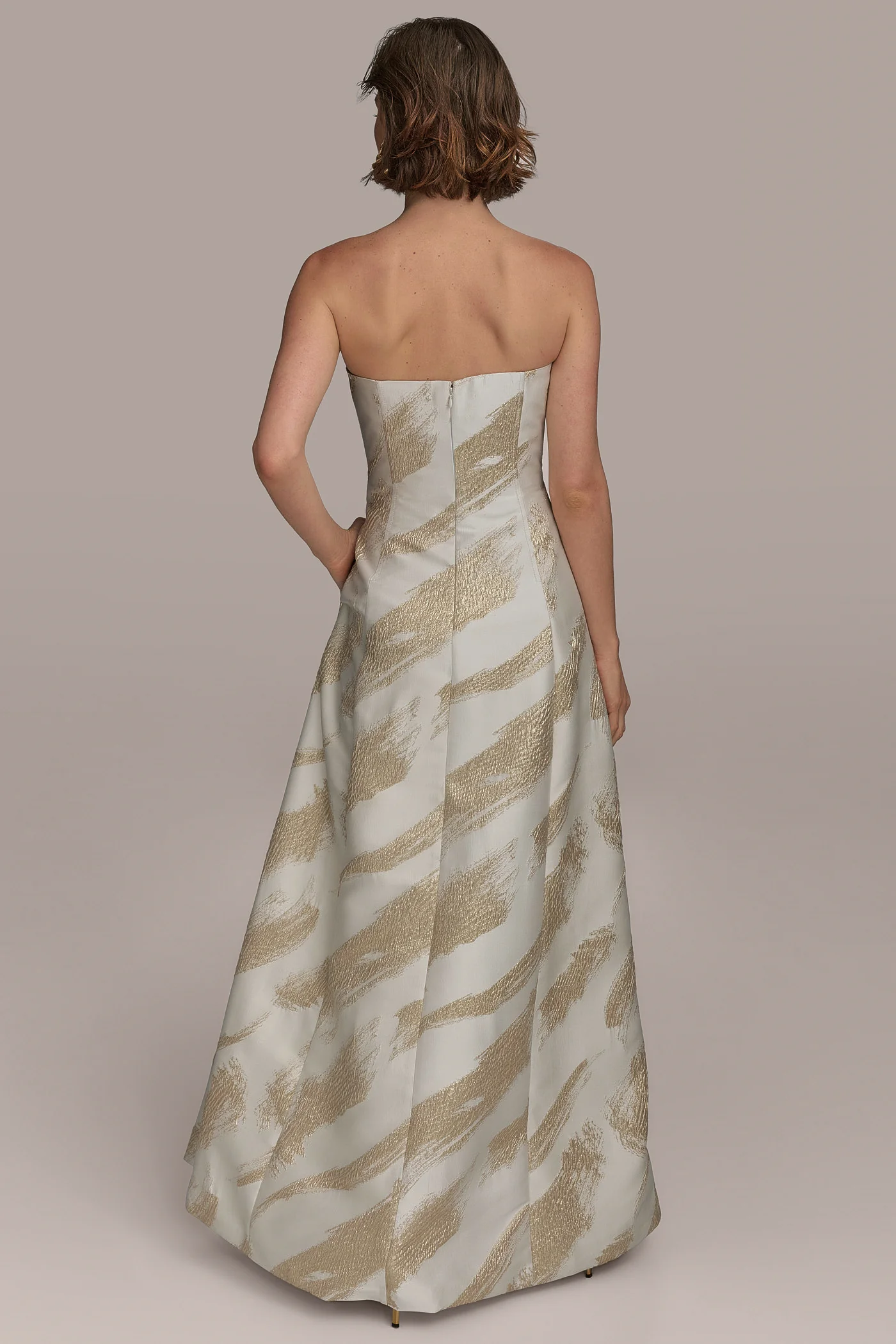 STRAPLESS METALLIC JACQUARD BALL GOWN - VXVOV