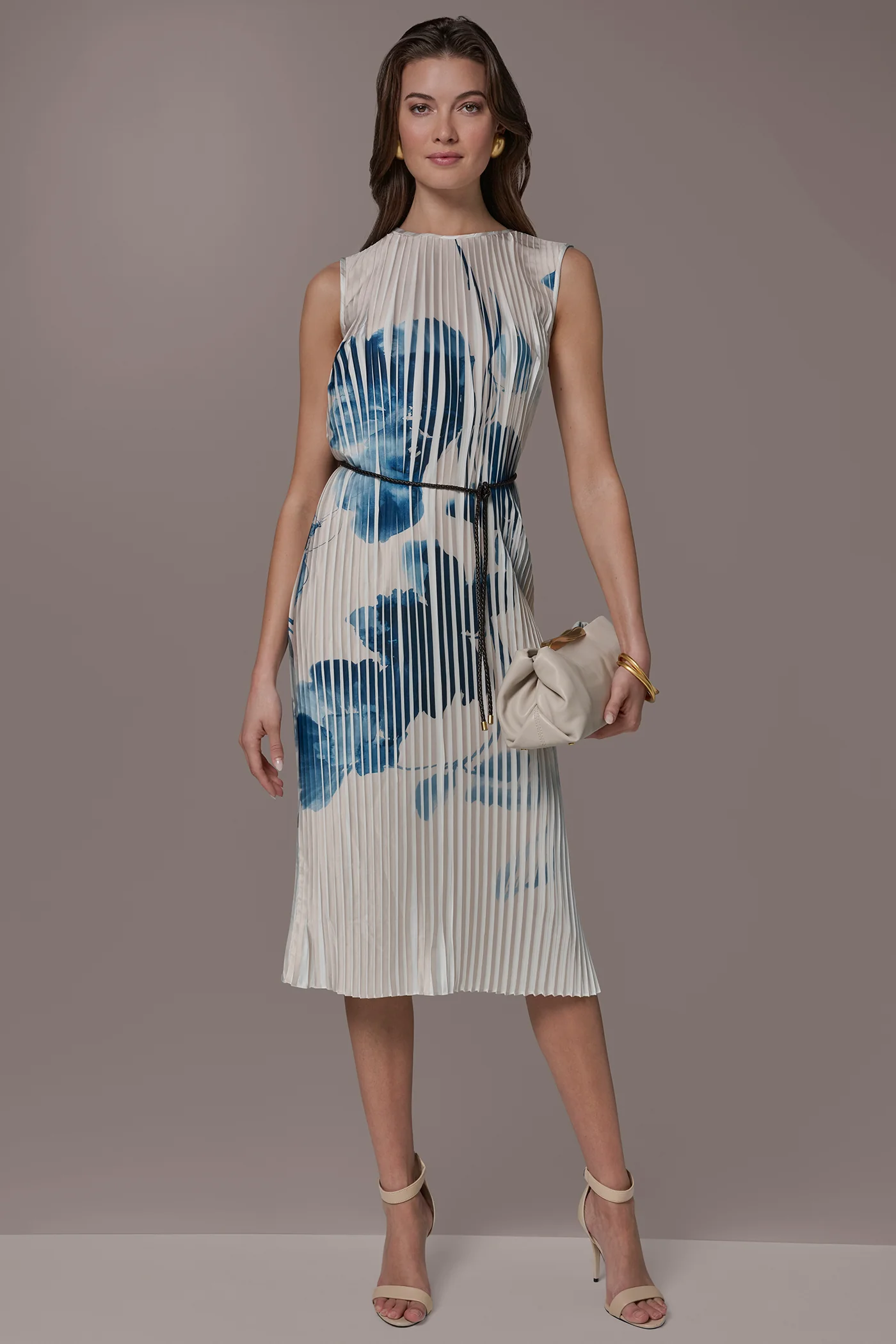 PRINTED PLEATED MIDI DRESS - VXVOV
