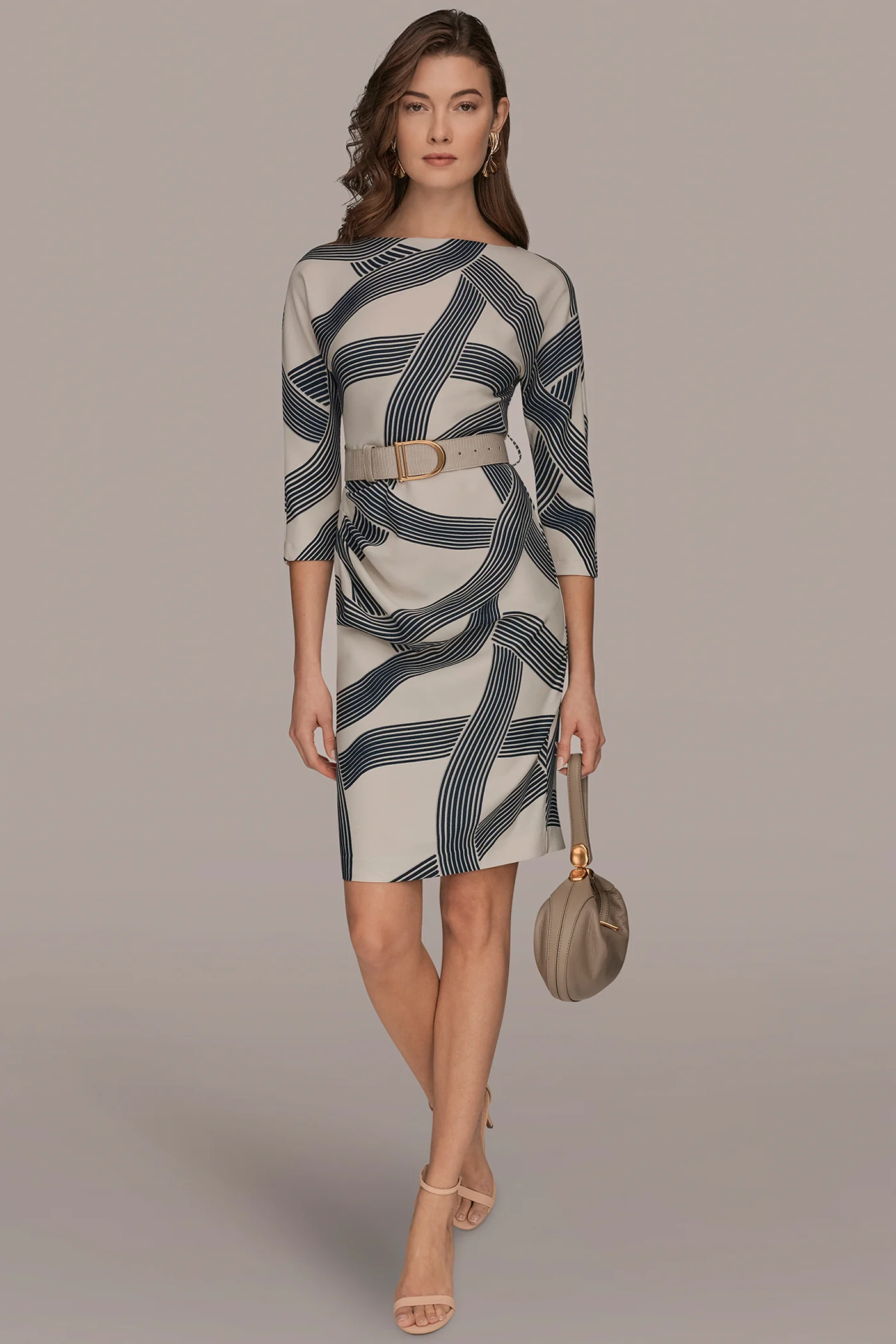 PRINTED 3/4 SLEEVE SHEATH DRESS - VXVOV