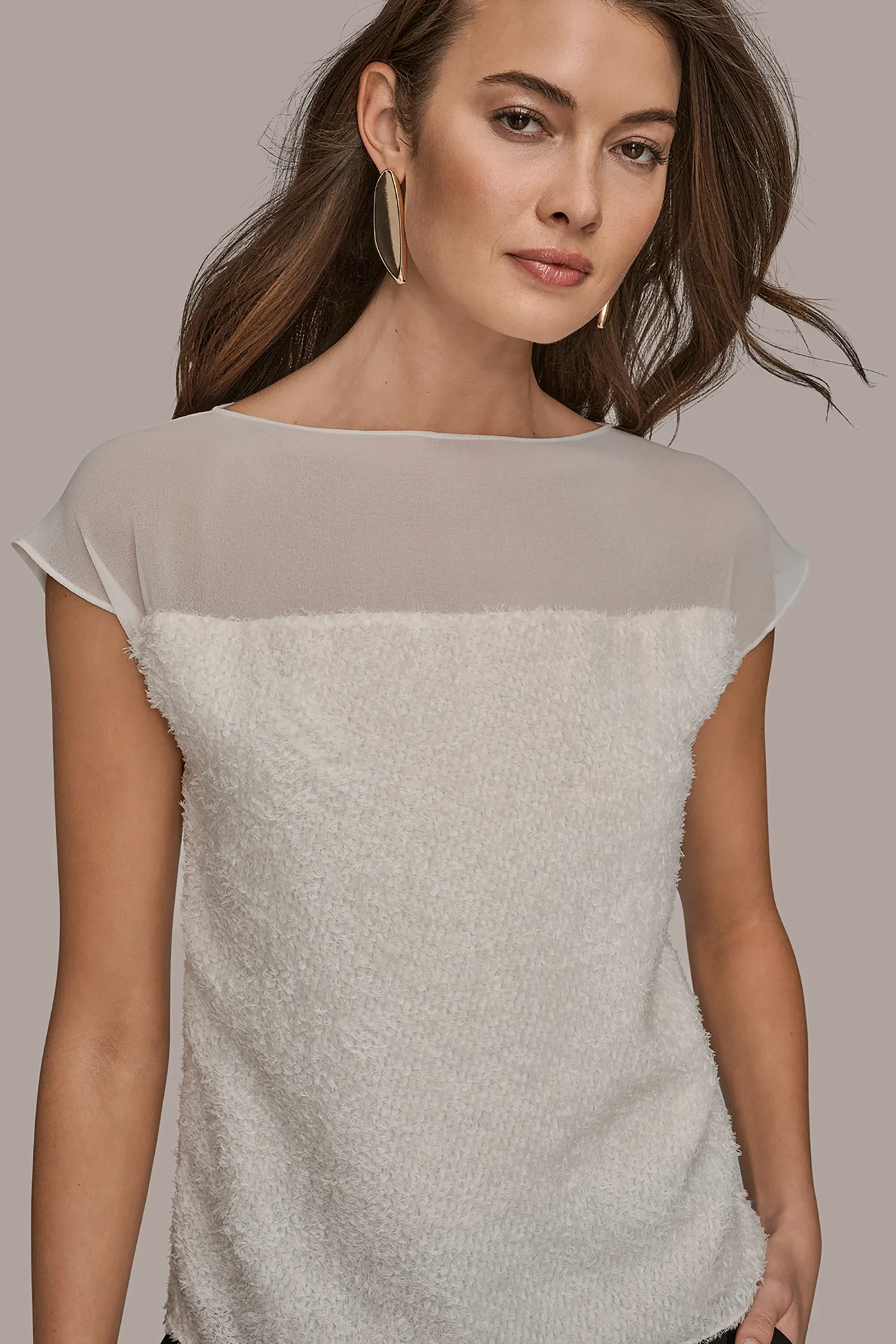 EMBELLISHED SHORT SLEEVE SHEER BLOUSE - VXVOV
