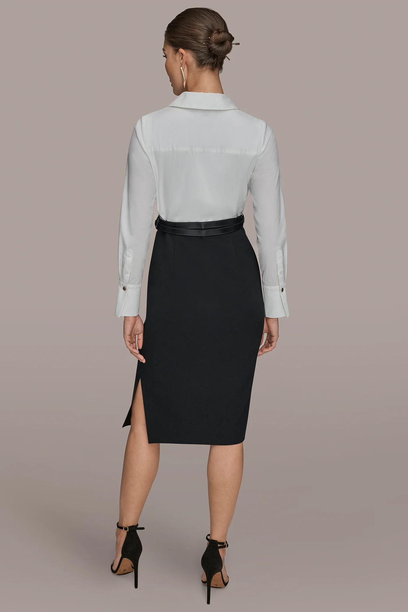 LONG-SLEEVE WRAP MIDI SHIRT DRESS - VXVOV
