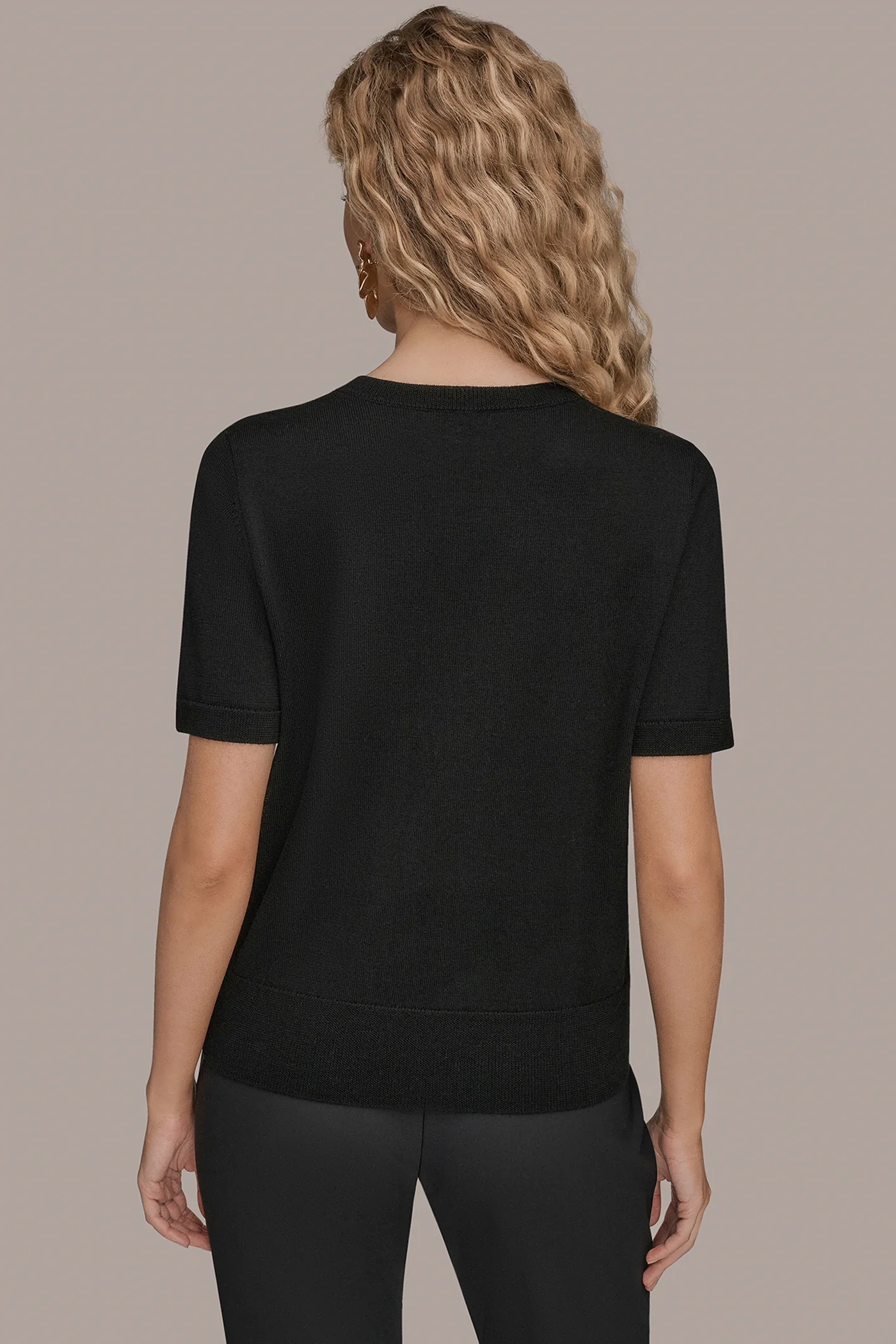SHORT-SLEEVE FLORAL WOOL SWEATER - VXVOV