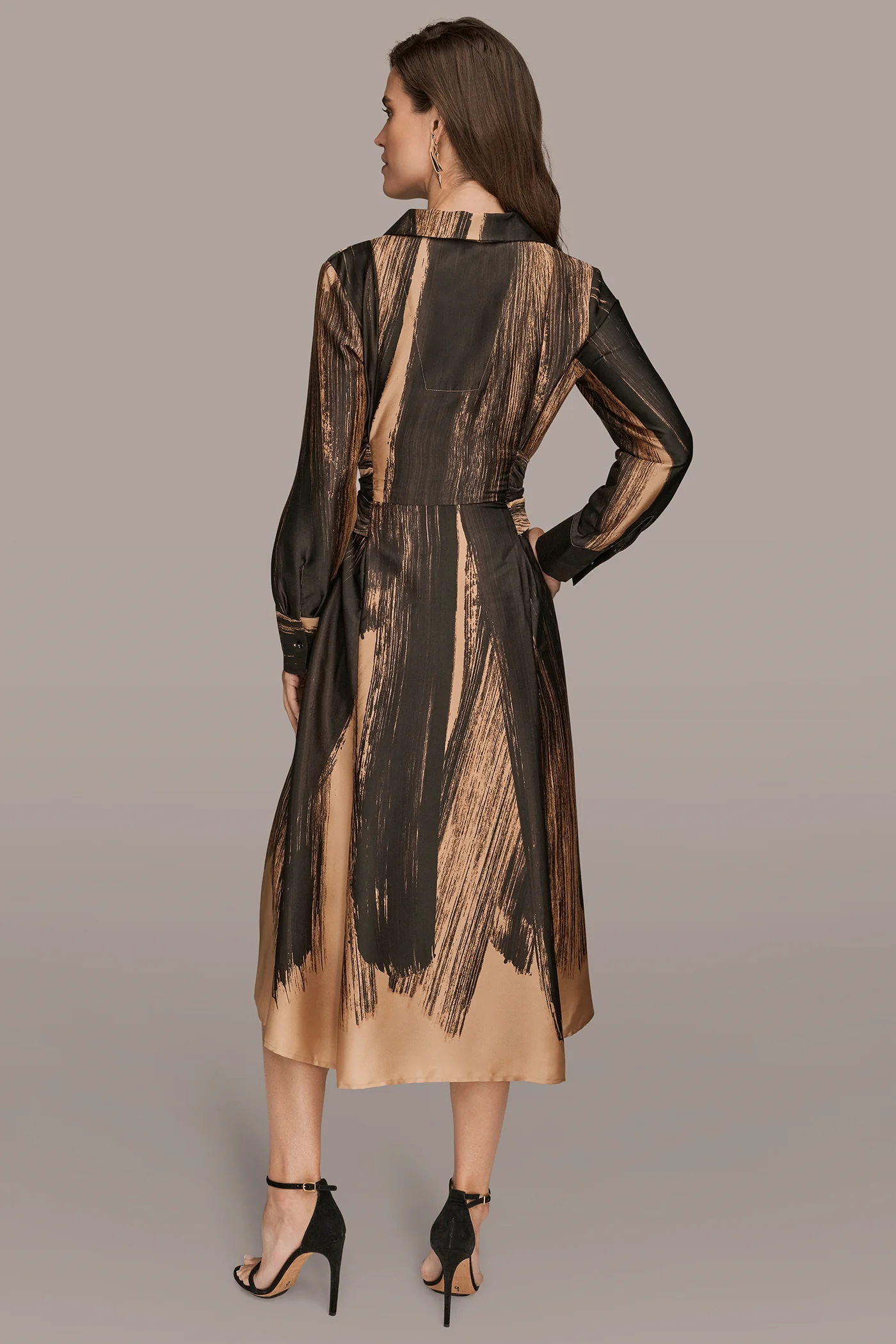 PRINTED TIE-FRONT MIDI SHIRT DRESS - VXVOV