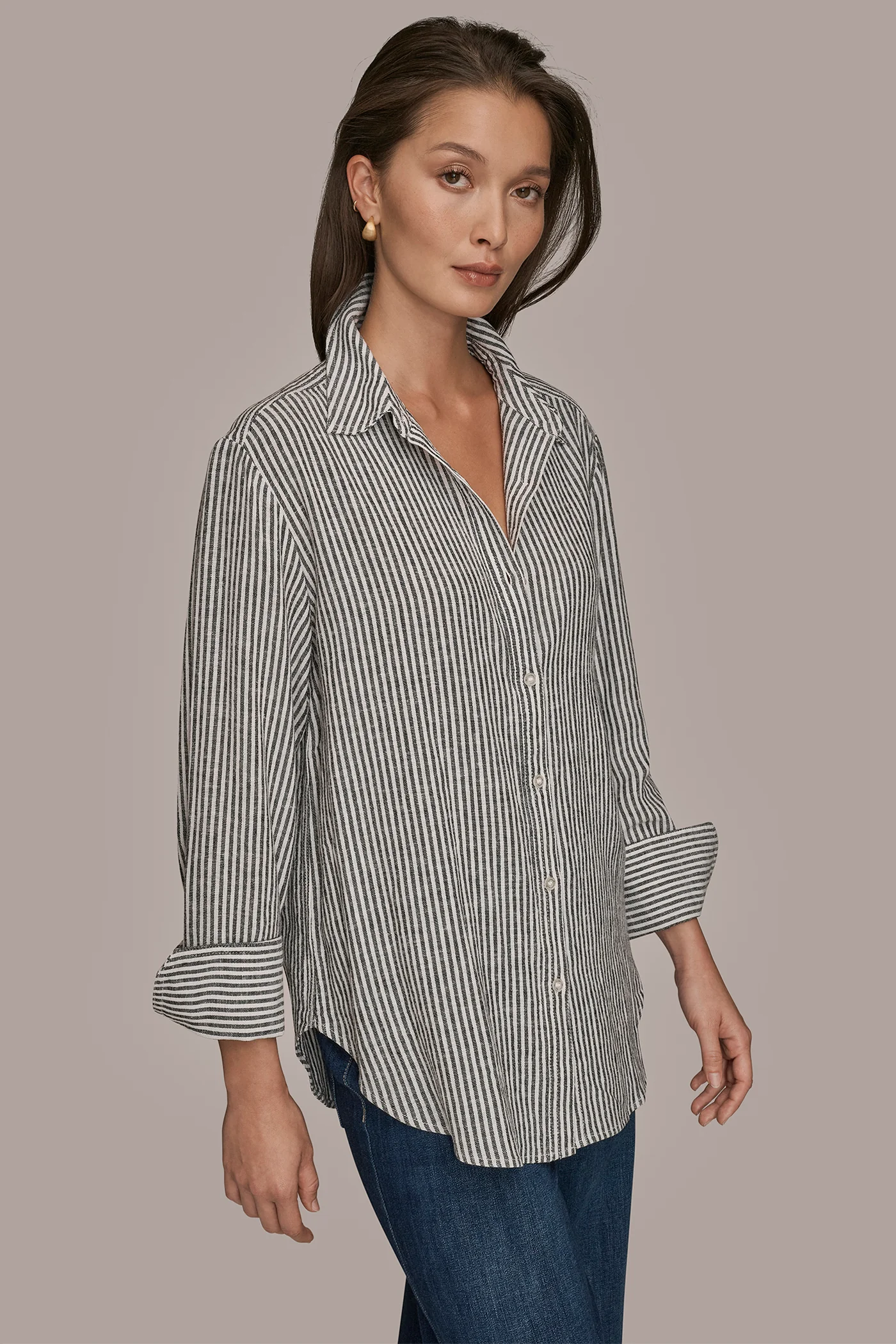 LINEN-BLEND STRIPED SHIRT - VXVOV