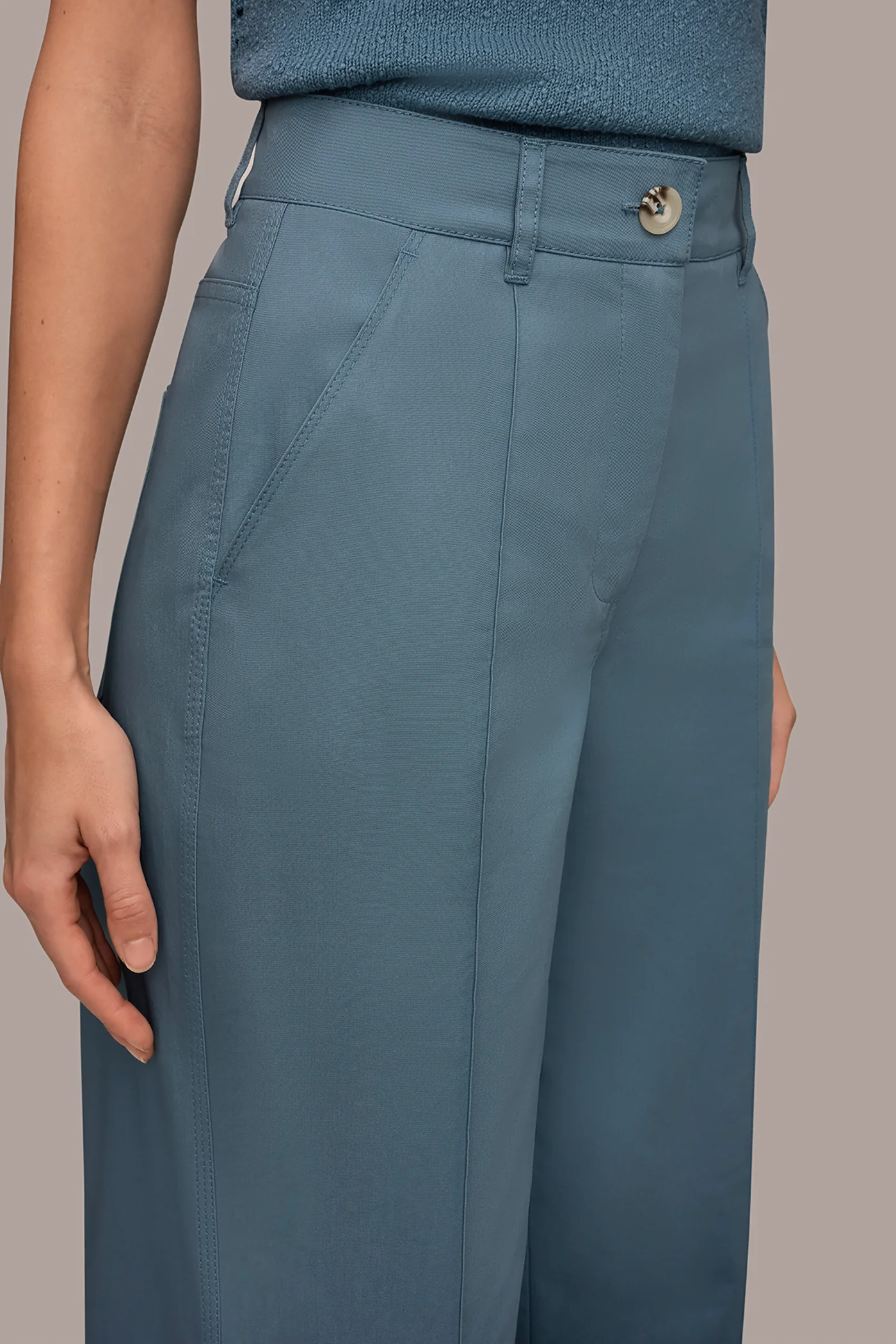 COTTON HIGH-RISE PINTUCKED WIDE-LEG TROUSER - VXVOV