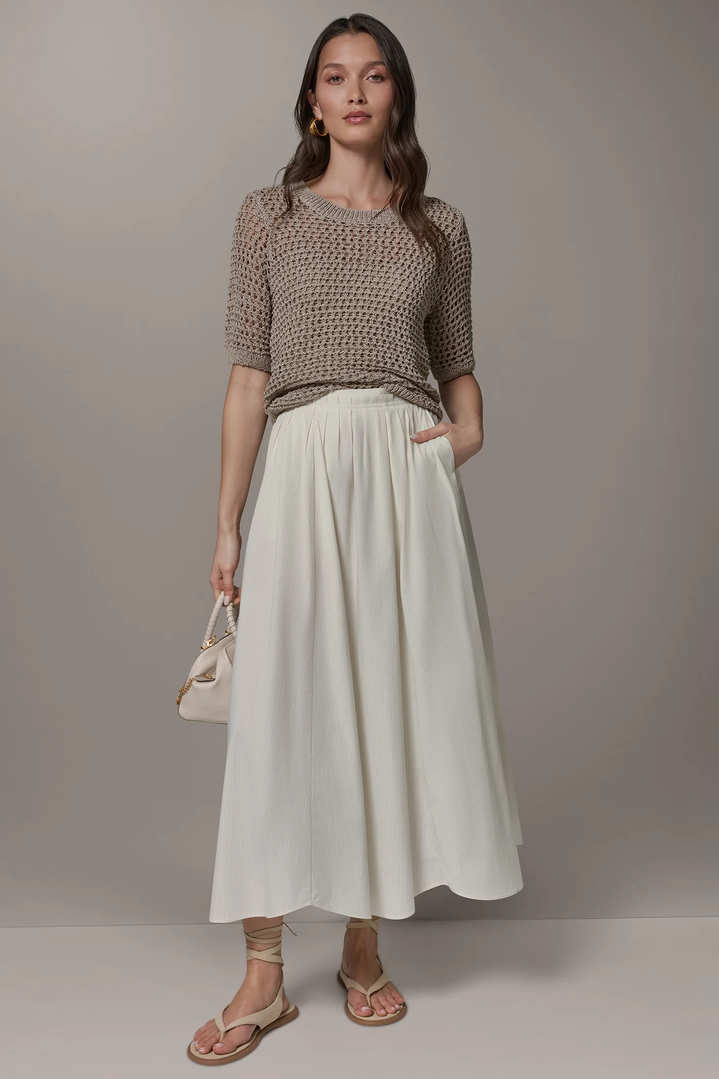 STRIPE PLEATED SKIRT - VXVOV