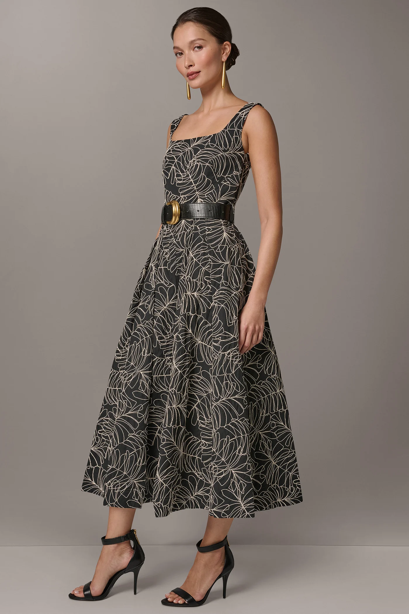 SLEEVELESS PLEATED MIDI A-LINE DRESS - VXVOV