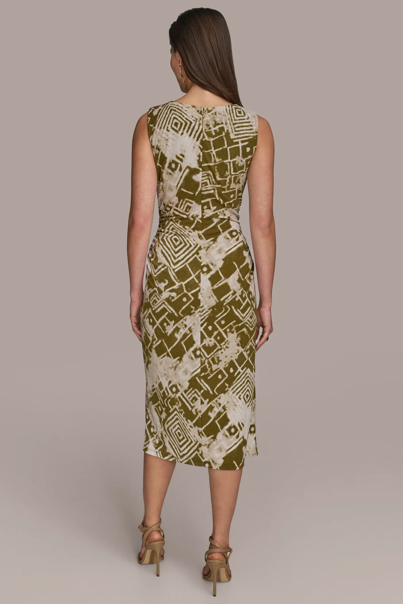 PRINTED WRAP MIDI SHEATH DRESS - VXVOV