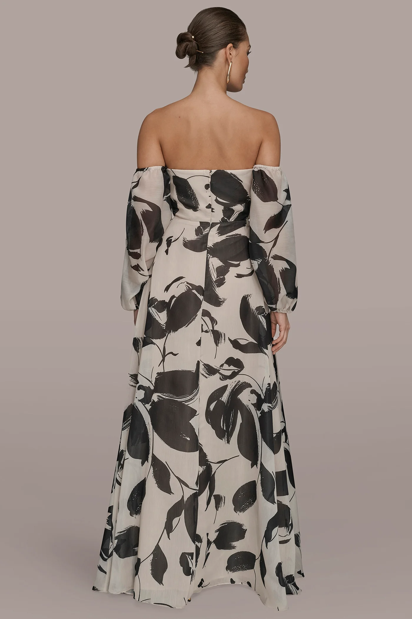 ORGANZA OFF-THE-SHOULDER FLORAL GOWN - VXVOV