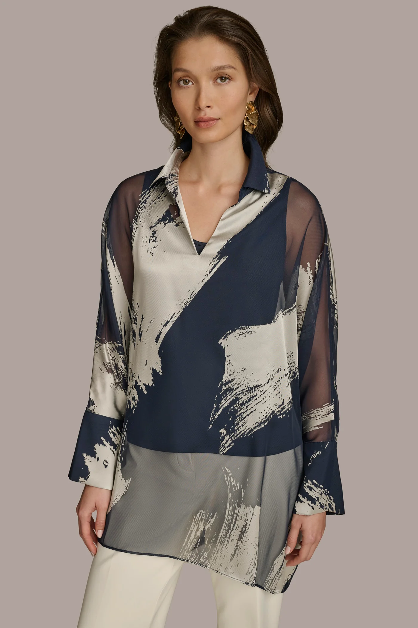 PRINT COLLARED TUNIC - VXVOV